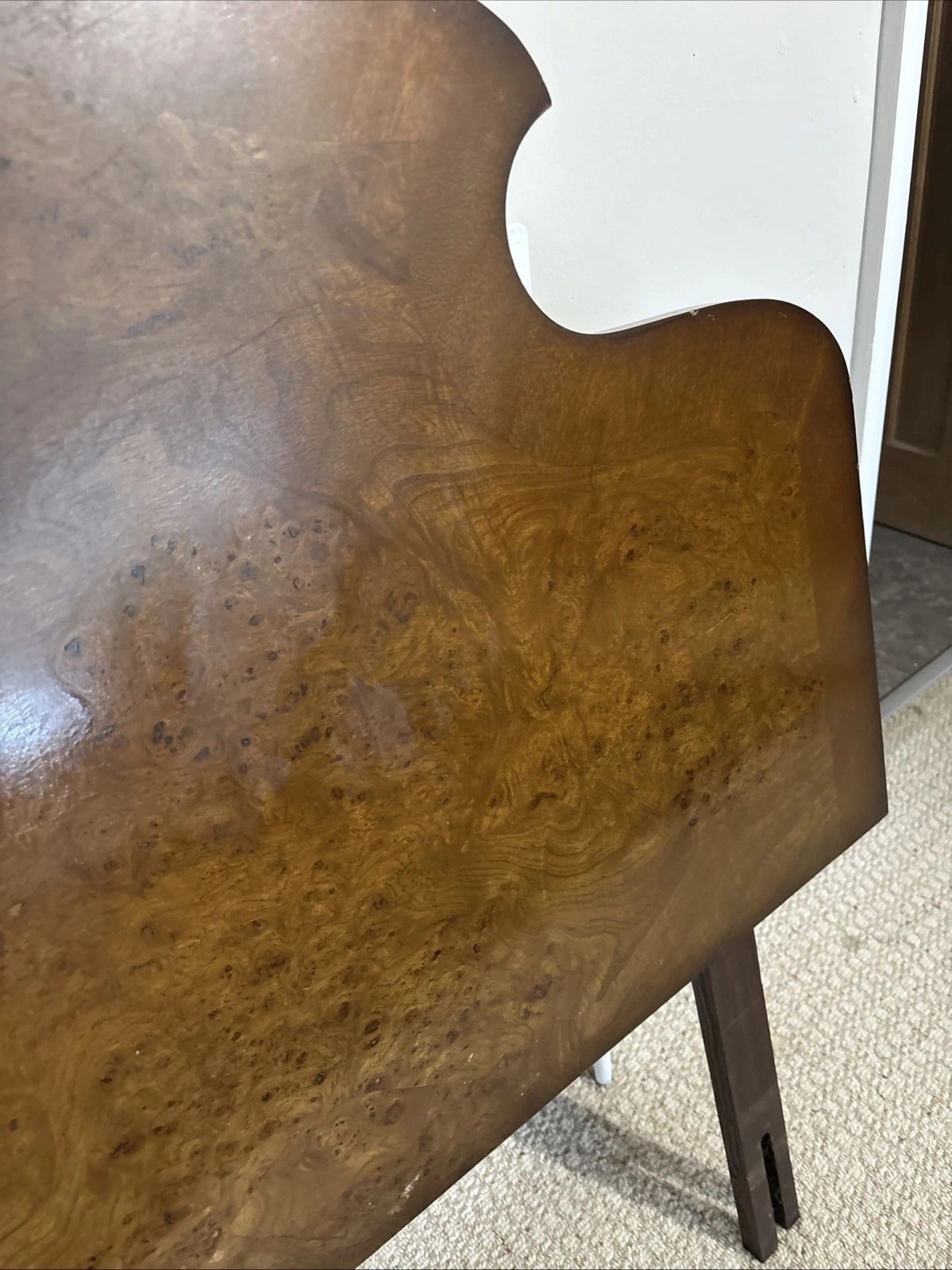 Vintage Burr Walnut Wood Veneer Headboard For Double 4'6" Divan Base photo furniture