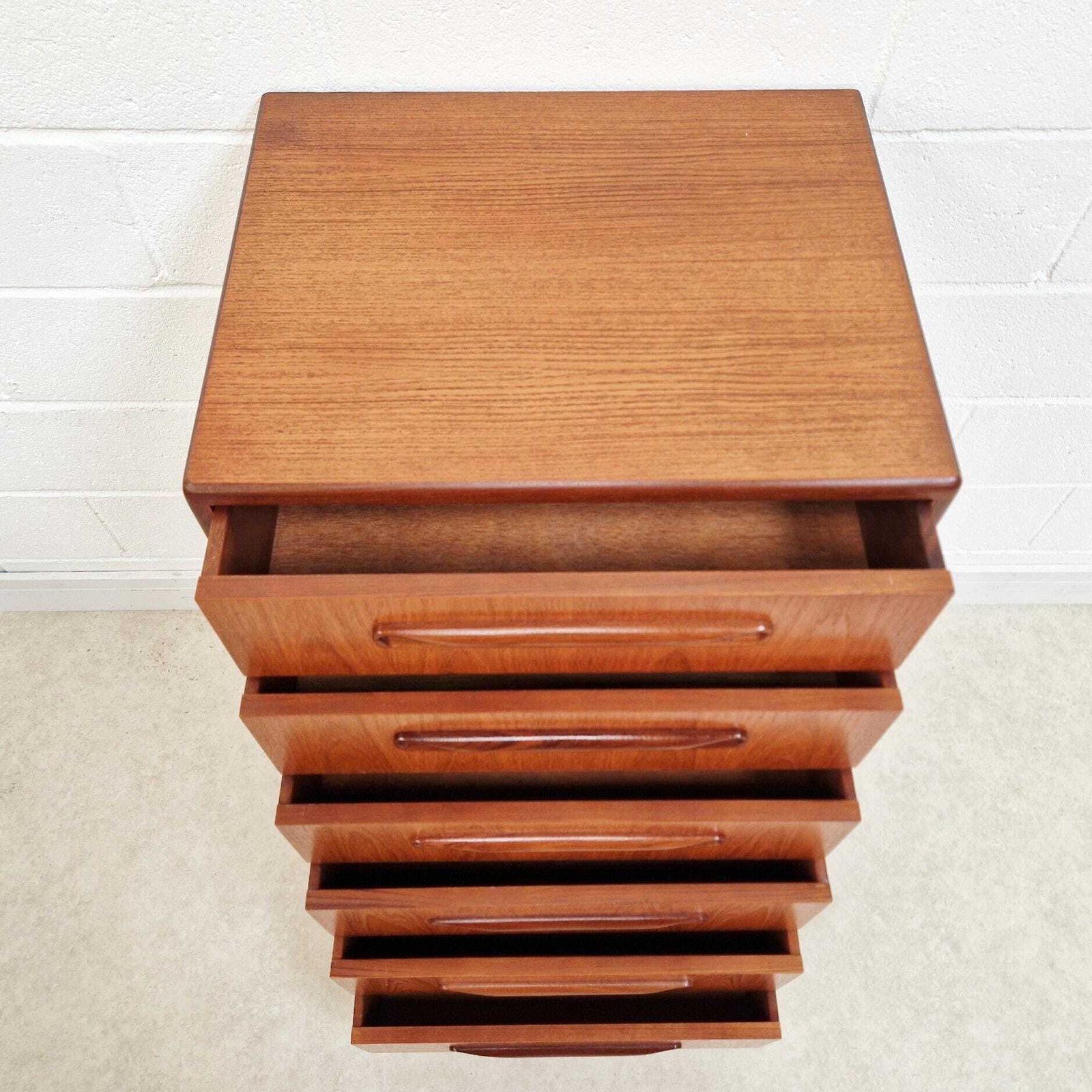 V.B Wilkins For G Plan Fresco Tallboy Chest Of Drawers & Bedside Cabinets Bedroom Set Pg193a photo vinterior