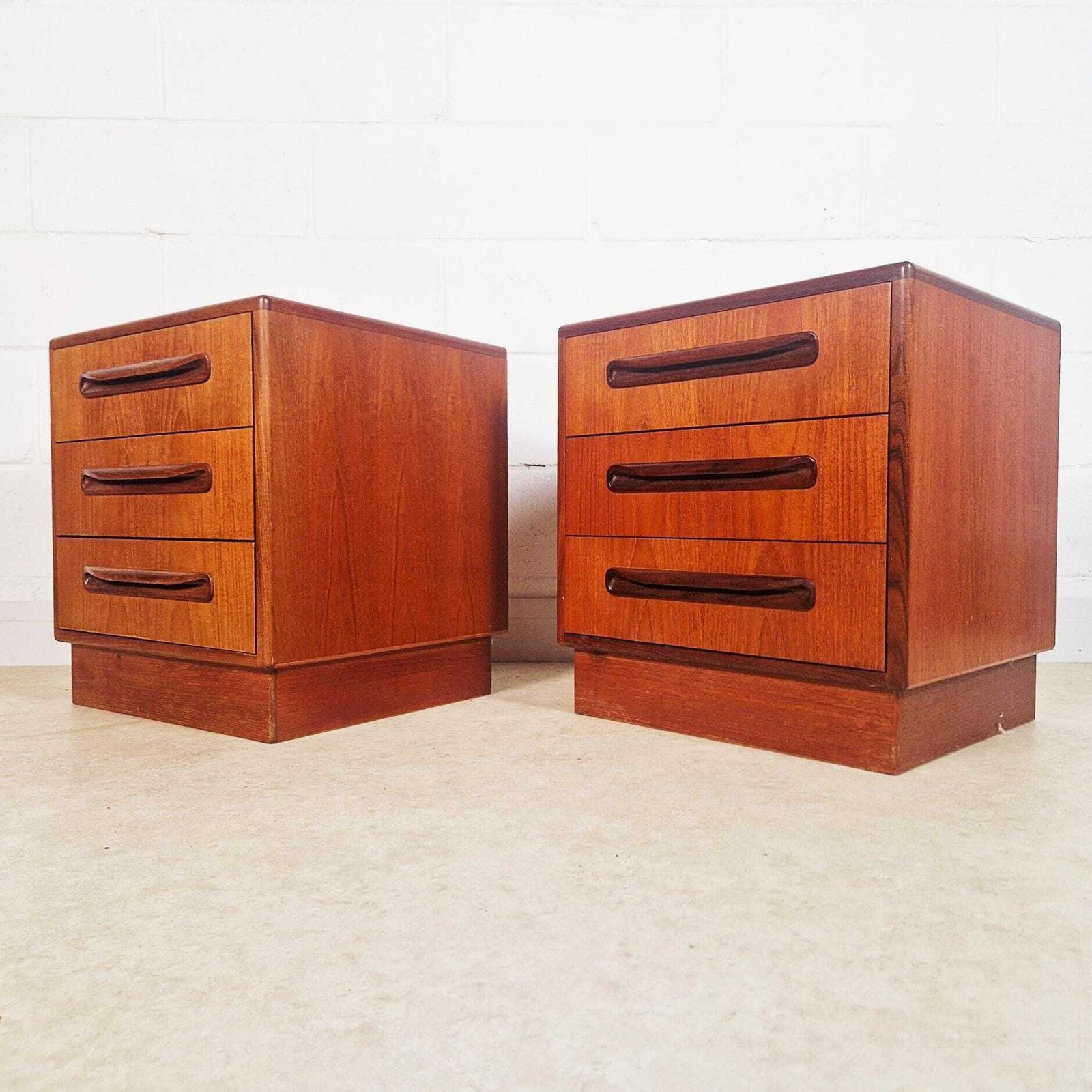 Furniture V.B Wilkins For G Plan Fresco Tallboy Chest Of Drawers & Bedside Cabinets Bedroom Set Pg193a photo
