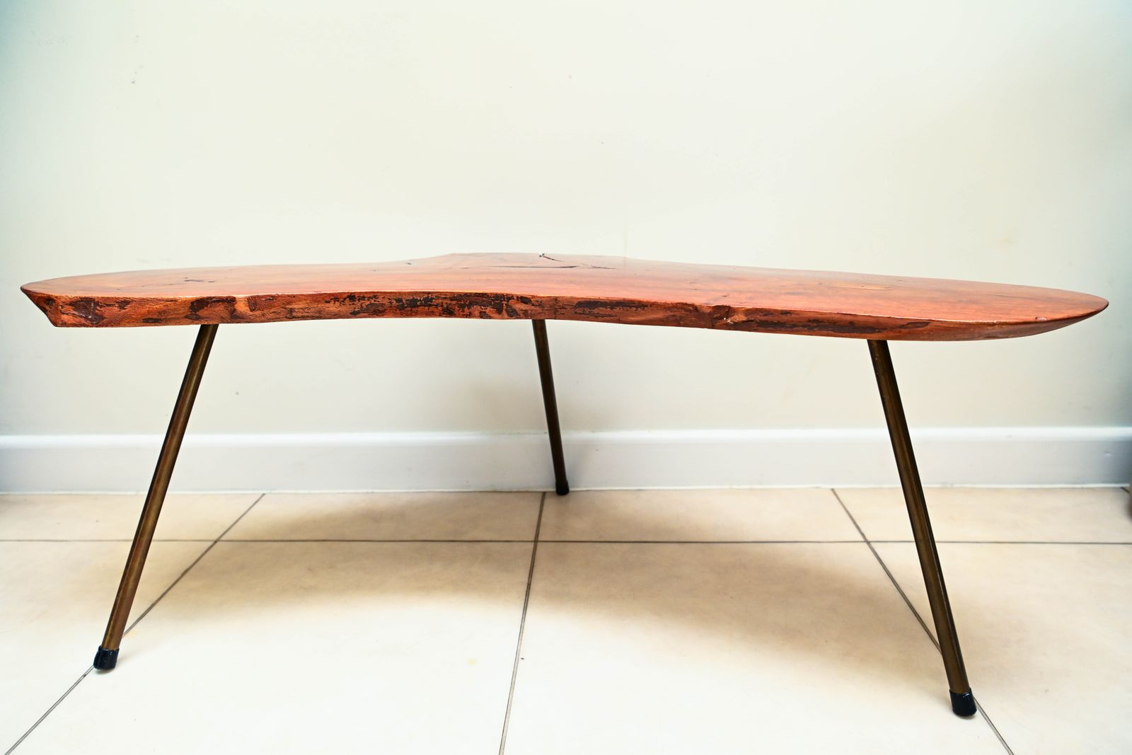 photo furniture Mid Century Freeform Live Edge Tripod Coffee Table In The Manner Of Carl Auböck, C.1950s/60s