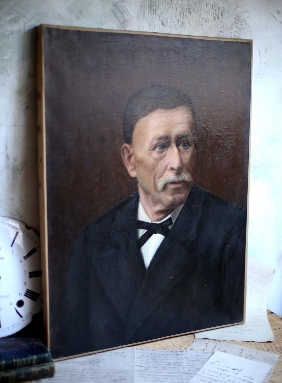 photo for sale Original Antique Male Portrait Painting French Man Oil On Canvas