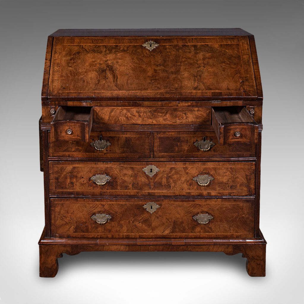 Antique Fall Front Bureau, English, Walnut, Writing Cabinet, Georgian, C.1750. photo 5869.0