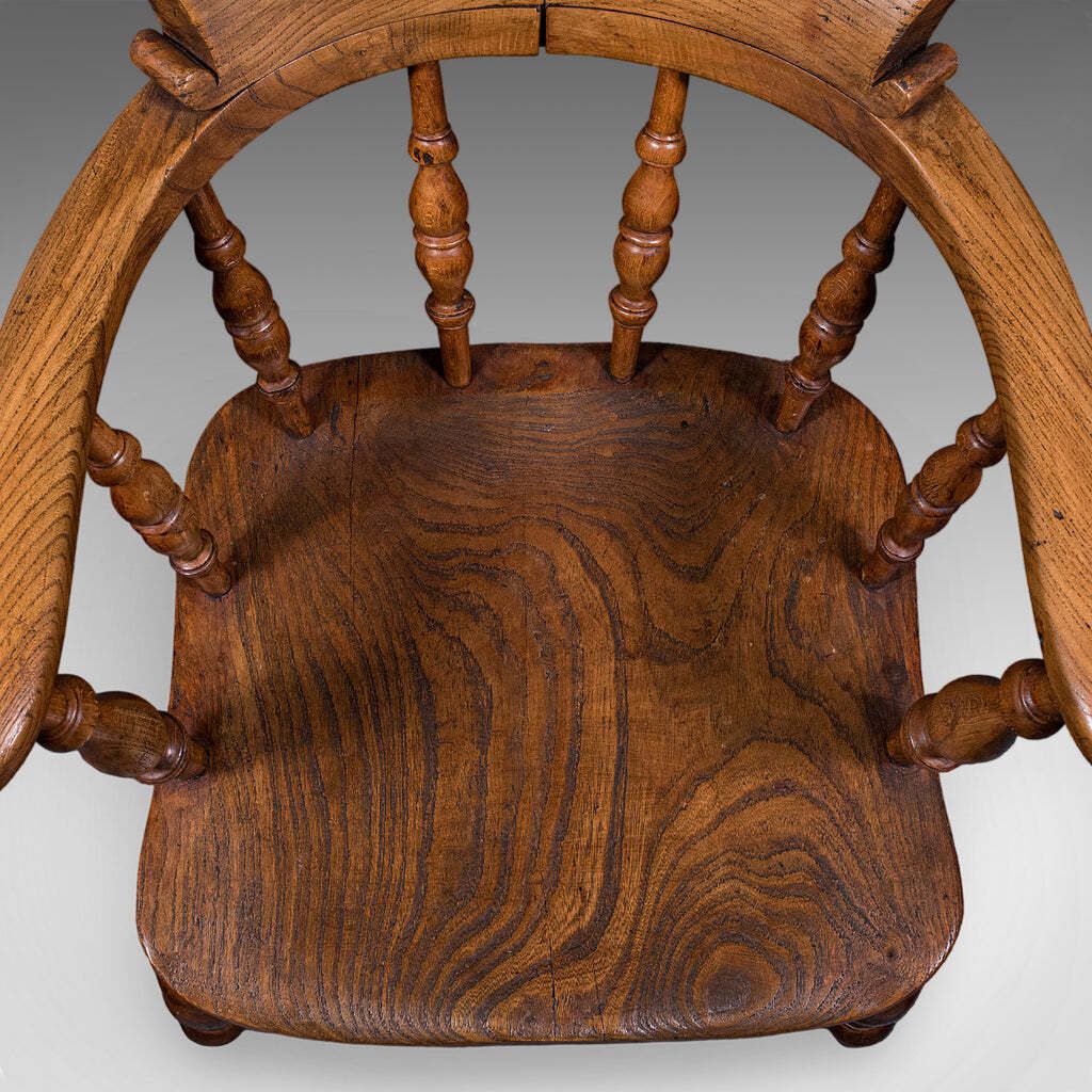 photo furniture Pair Of Antique Country House Captain's Chairs, English, Smoker's Bow, Victorian.
