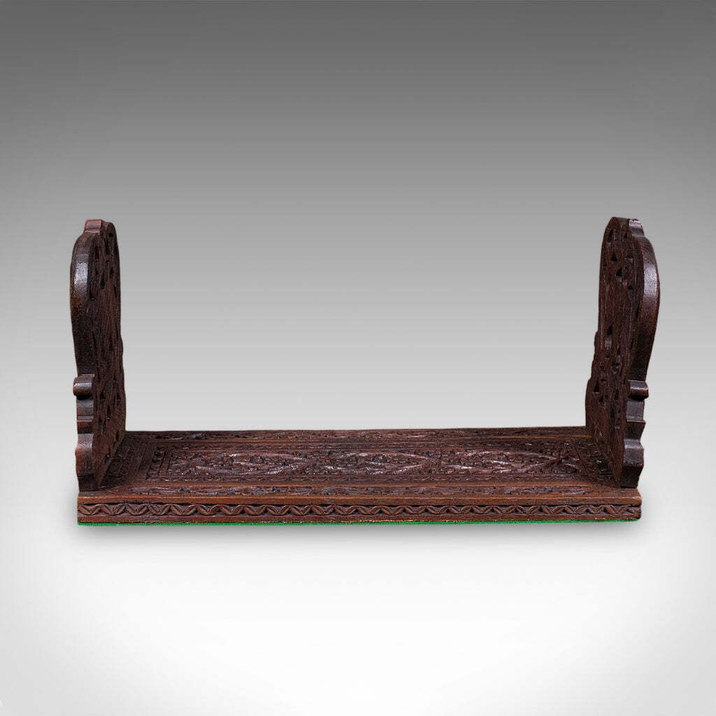 Vintage Elephant Motif Book Slide, Anglo Indian, Teak, Library Stand, Art Deco. photo for sale