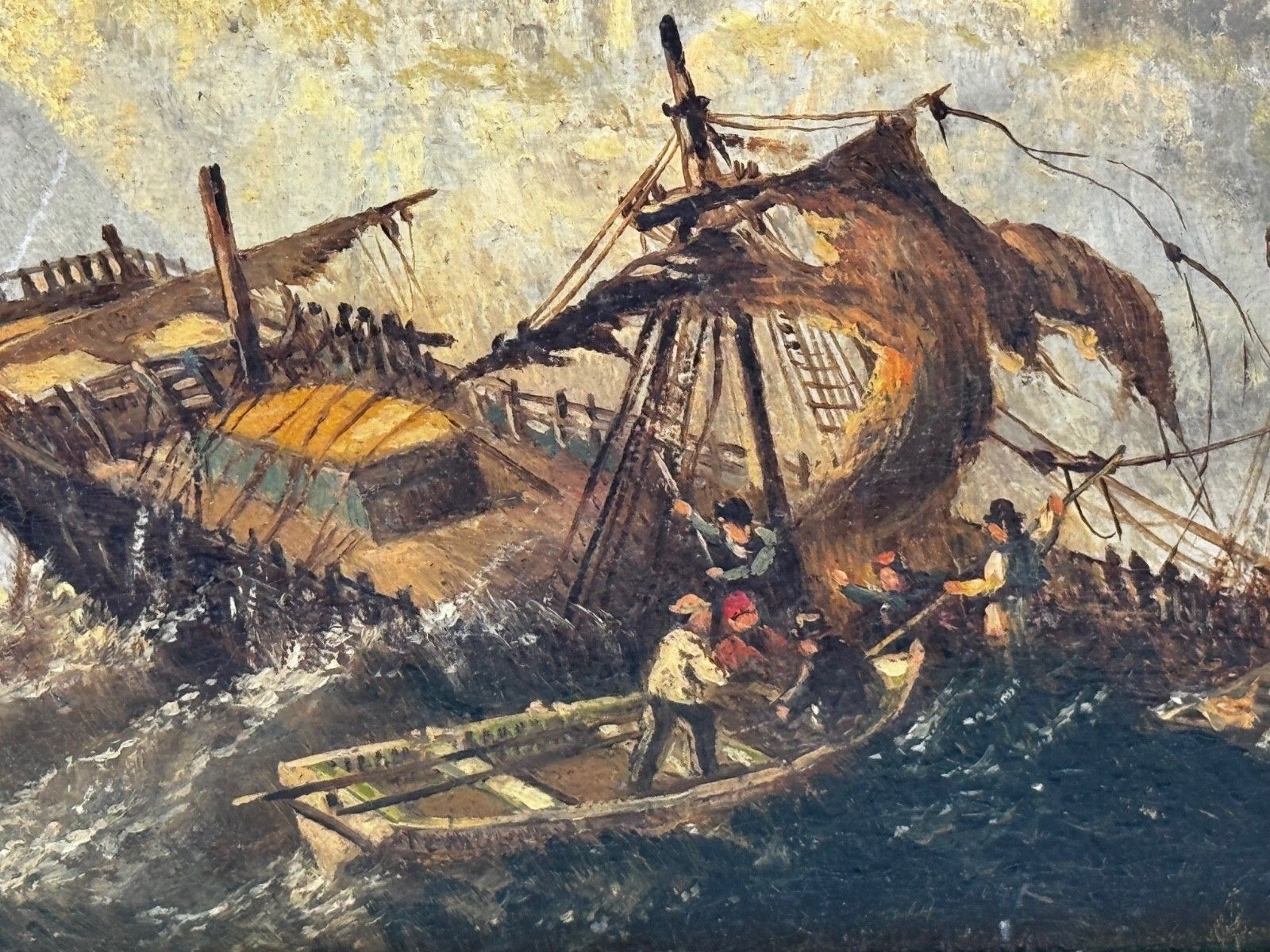 Marine Painting Wreck Off Dunstanburgh Castle Signed By Claude Thomas Stanfield Moore photo for sale
