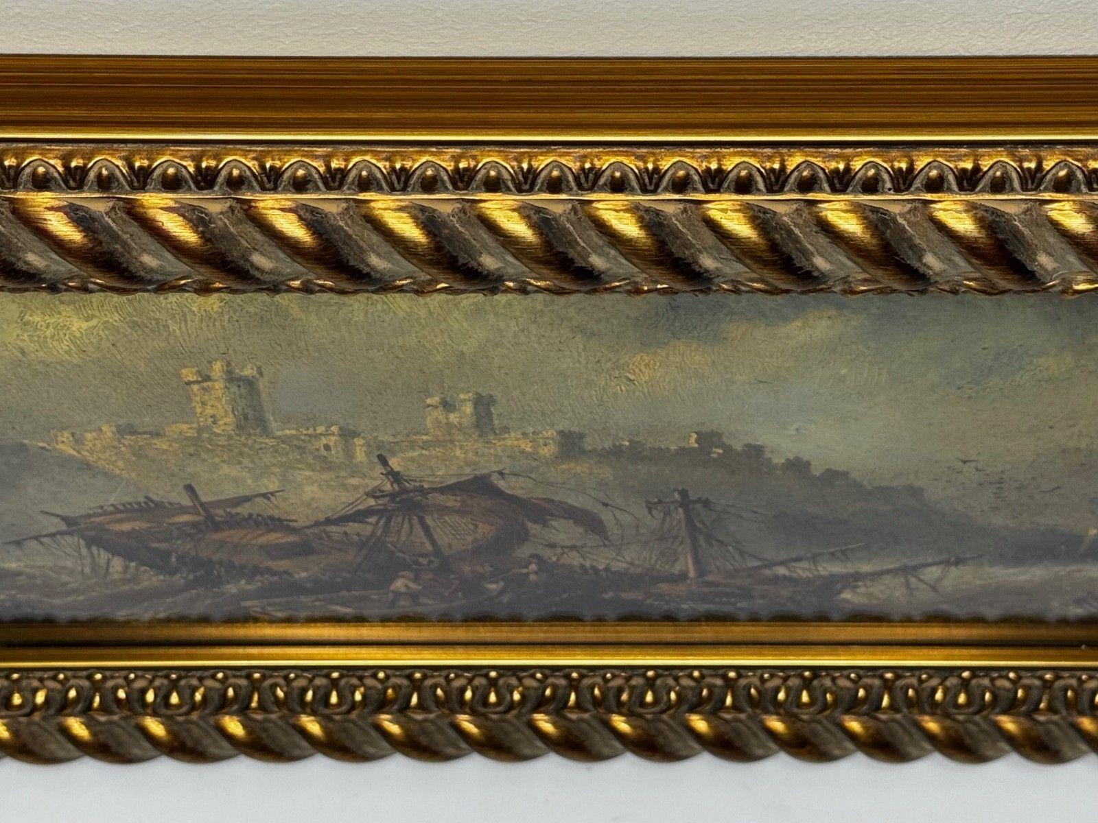 Marine Painting Wreck Off Dunstanburgh Castle Signed By Claude Thomas Stanfield Moore photo buy