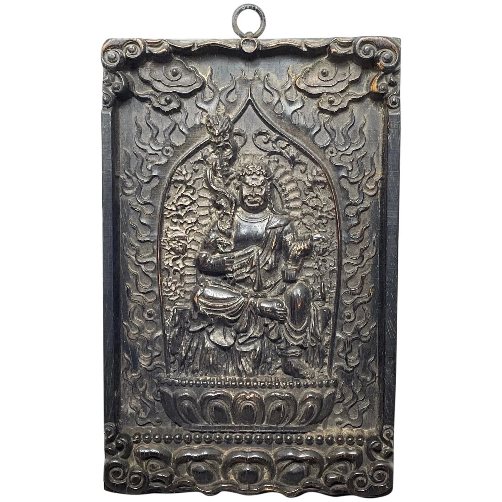 19e-eeuws laat-Qing Chinees boeddhistisch gesneden sculptuur, Wrathful Vajrapāṇi tempelwachter