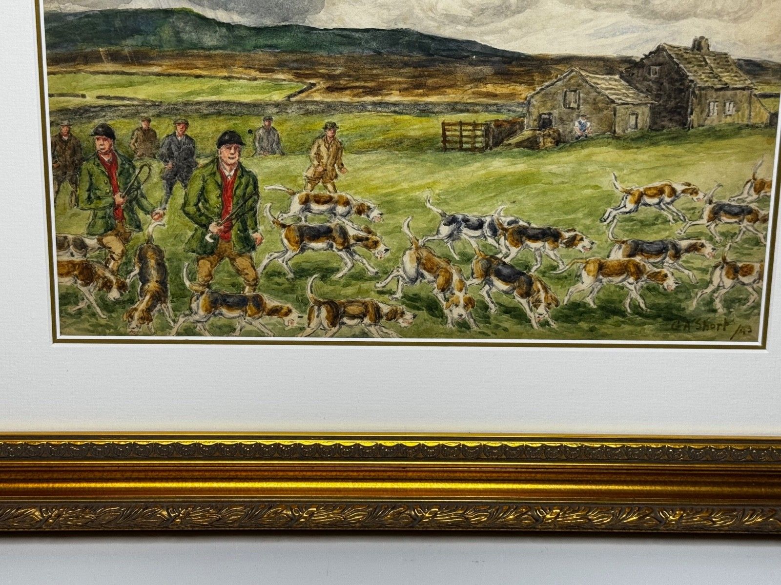 Mid Century Hunting Painting – The Badsworth Hunt On Foot, Easingwold C1943 Signed By George Anderson Short photo buy