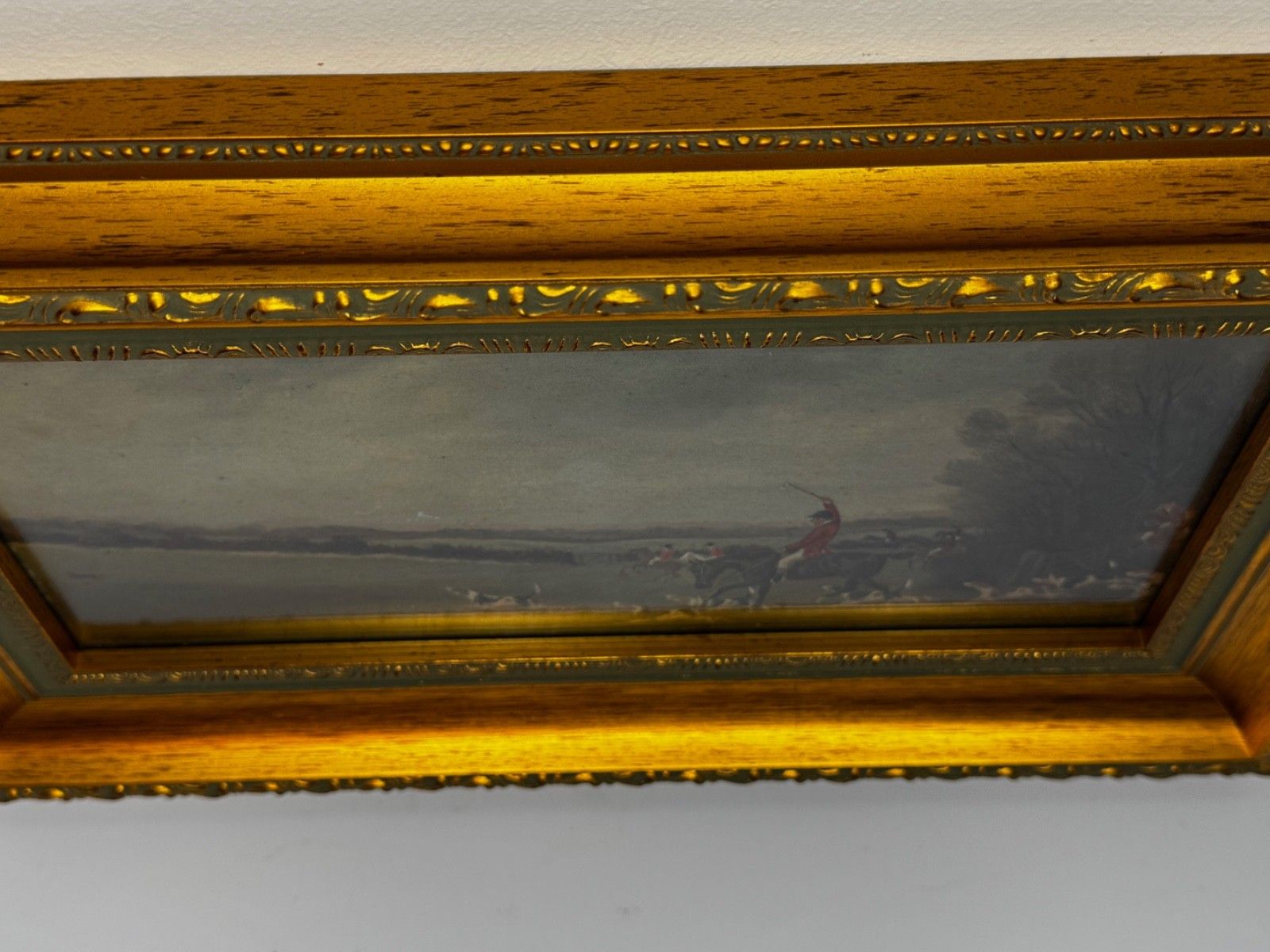 photo vintage Victorian Oil Painting View Halloo (The Berkeley Hunt) C1880 By Charles Faulkner