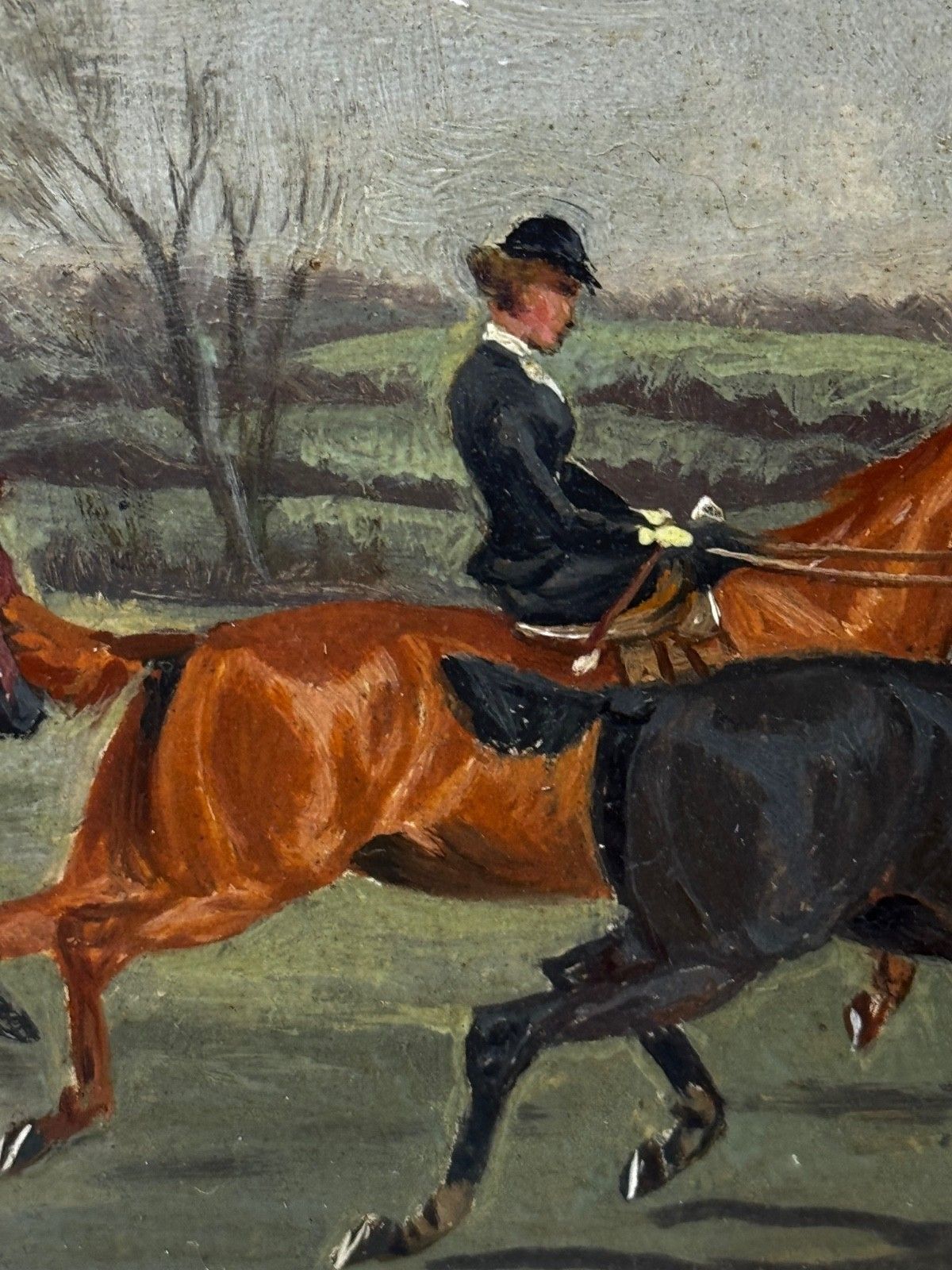 photo vintage Victorian Oil Painting C1880 Full Cry (The Berkeley Hunt) By Charles Faulkner