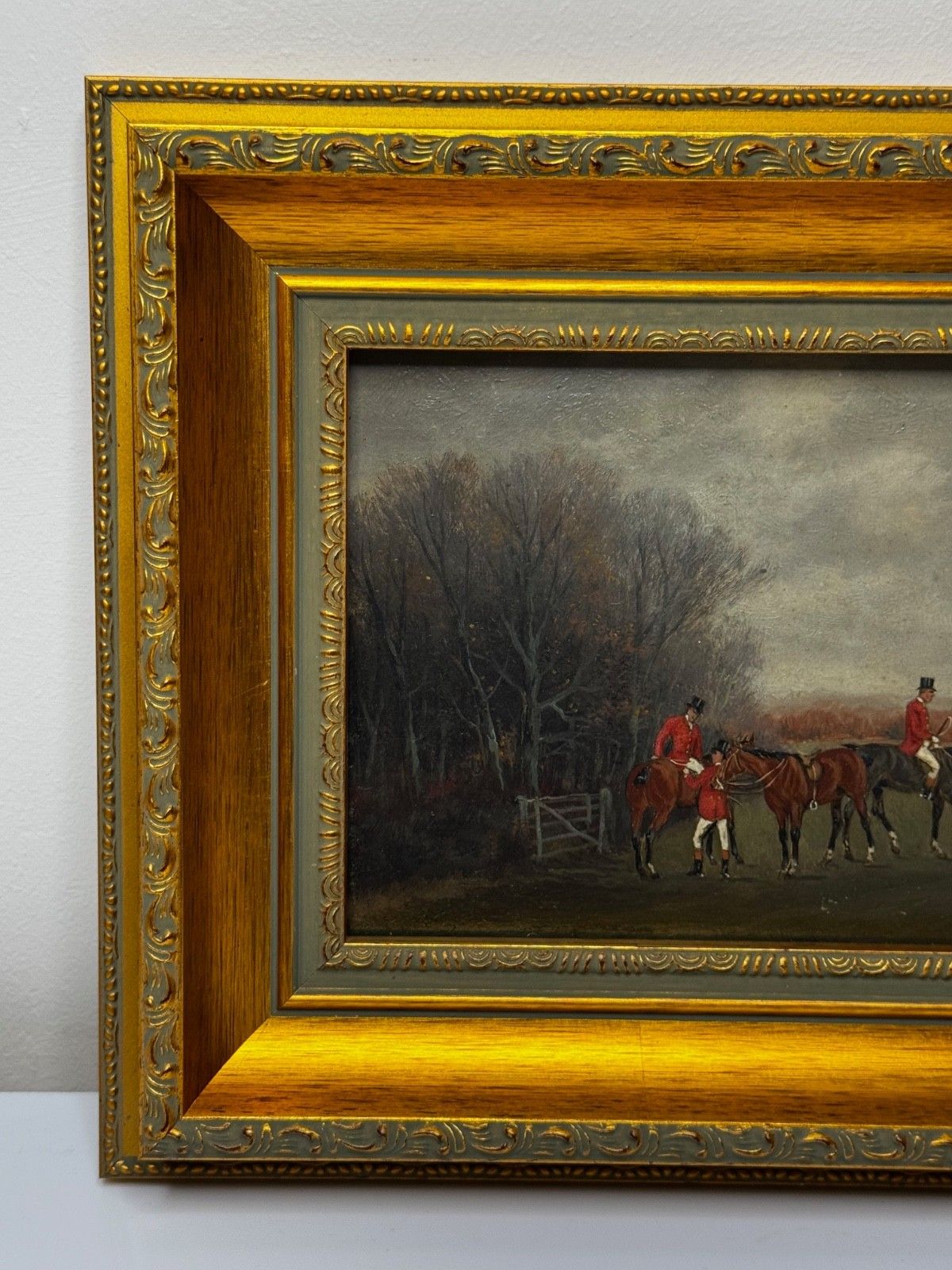 Victoriaans schilderij "The Meet" (The Berkeley Hunt) ca. 1880, Charles Faulkner photo 4000.0
