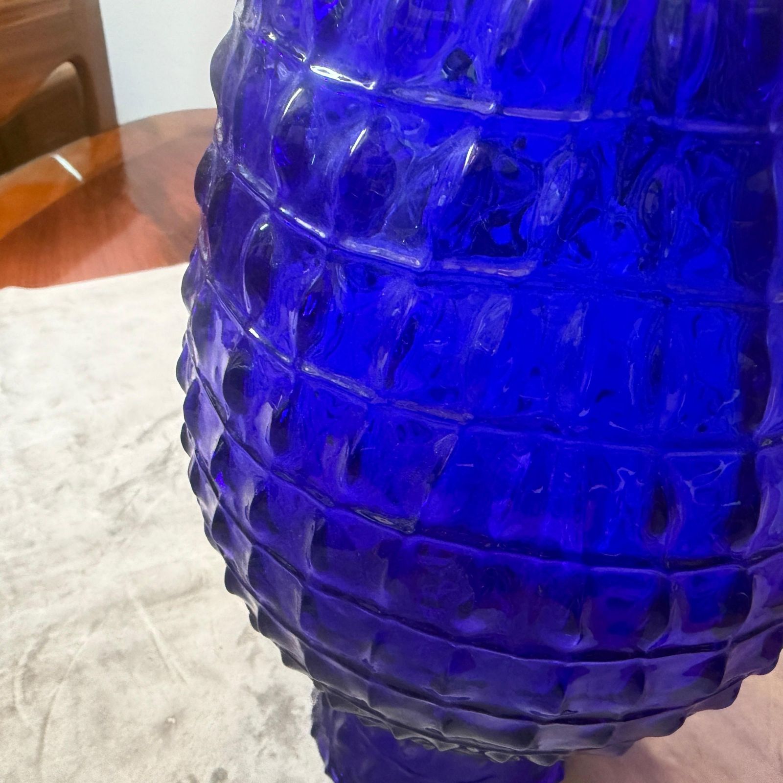 photo buy Roberto Cavalli Cobalt Blue Glass Vase, Textured Design, Circa 2000