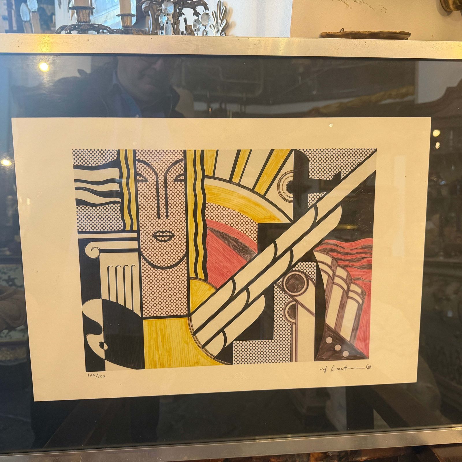 21st Century Framed Pop Art 100/150 Lithograph Modern Art By Roy Lichtenstein photo furniture