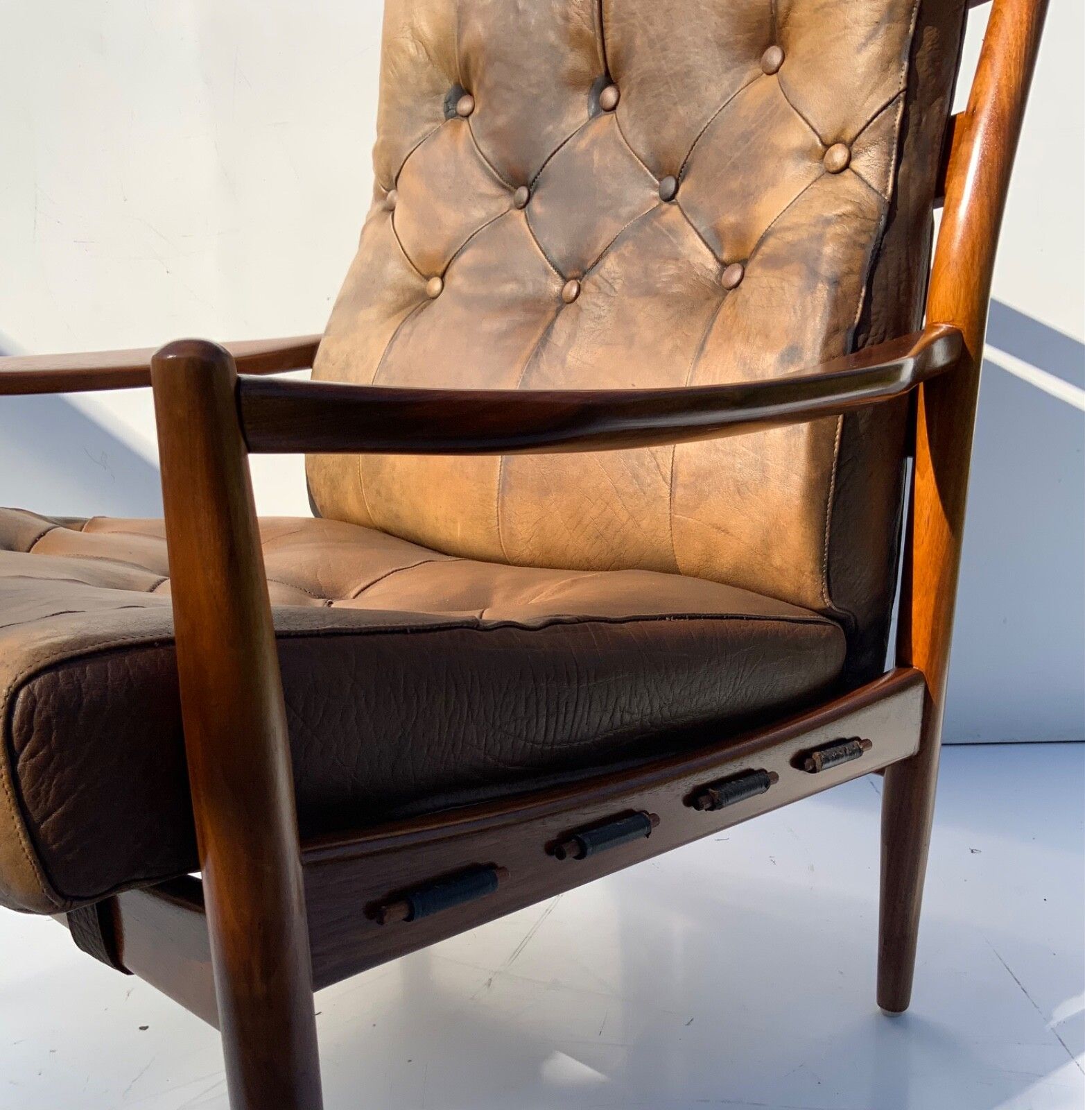 Vintage Leather Armchair “Läckö High” Ingemar Thillmark , Ope Möbler, 1965s photo 1956.0