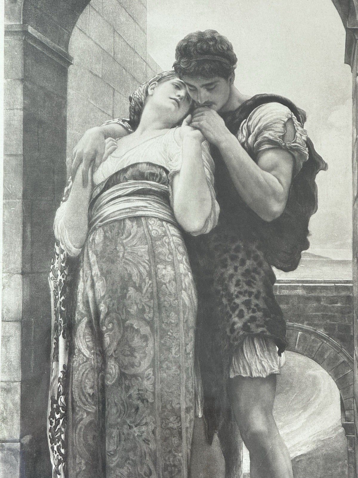 Antique Framed Photogravure "Wedded", After Painting By Lord Leighton 1920 photo for sale