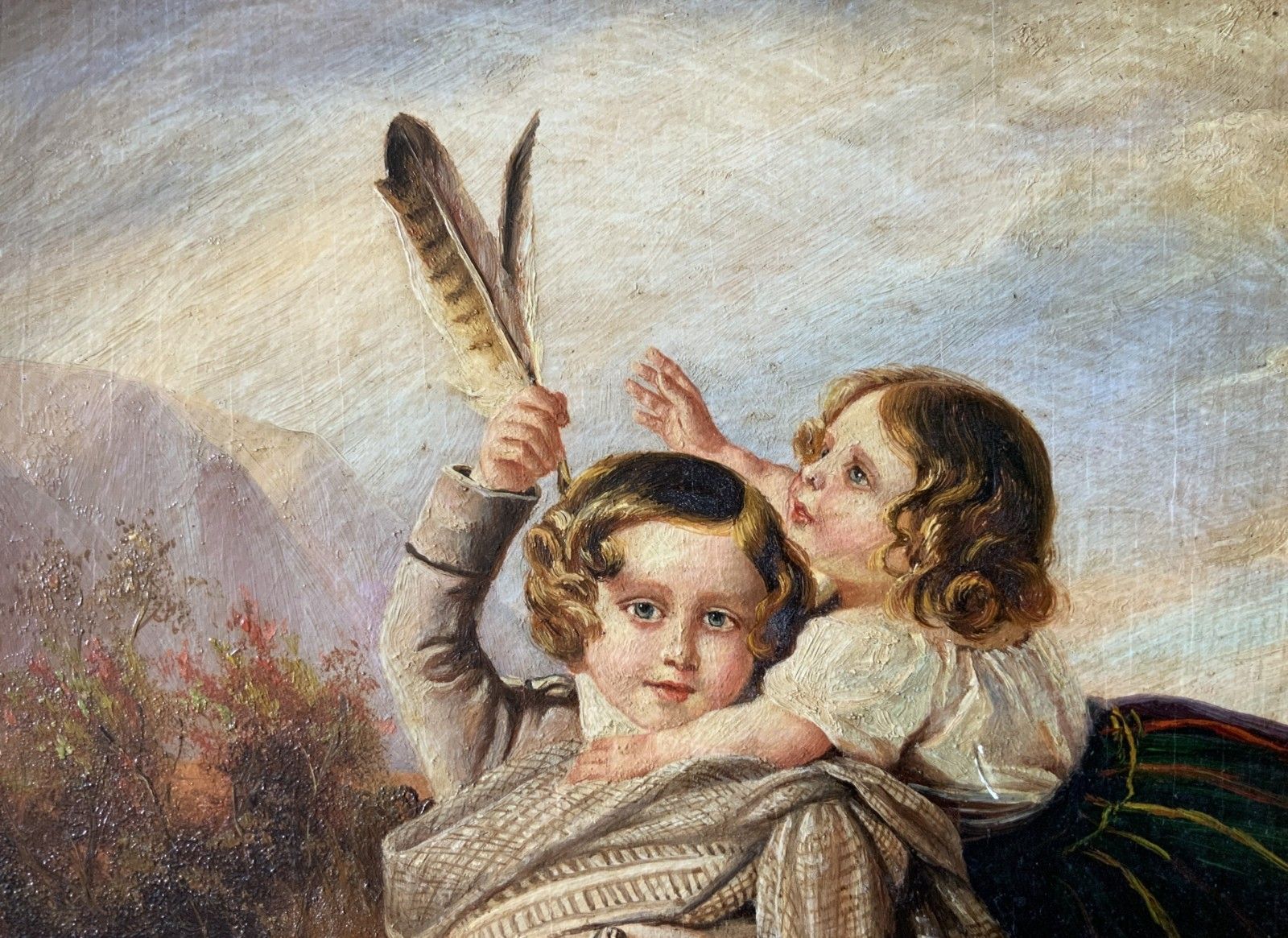 Oil Painting Of Royal Prince Alfred & Princess Helena Hunting In Scottish Dress photo buy