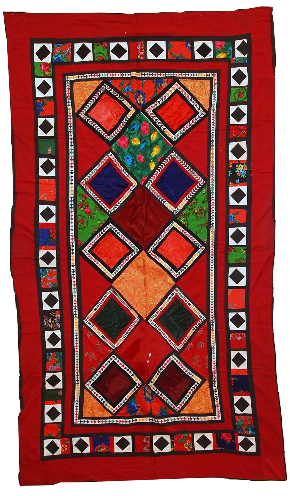 Handmade Vintage Uzbek Suzani Patchwork Textile — 4'3" × 7'5" — 1960s