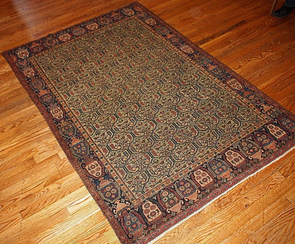 Tapis en laine d'époque, fait main, à décor de jardin - 131 × 195 cm - années 1860 photo 3400.0