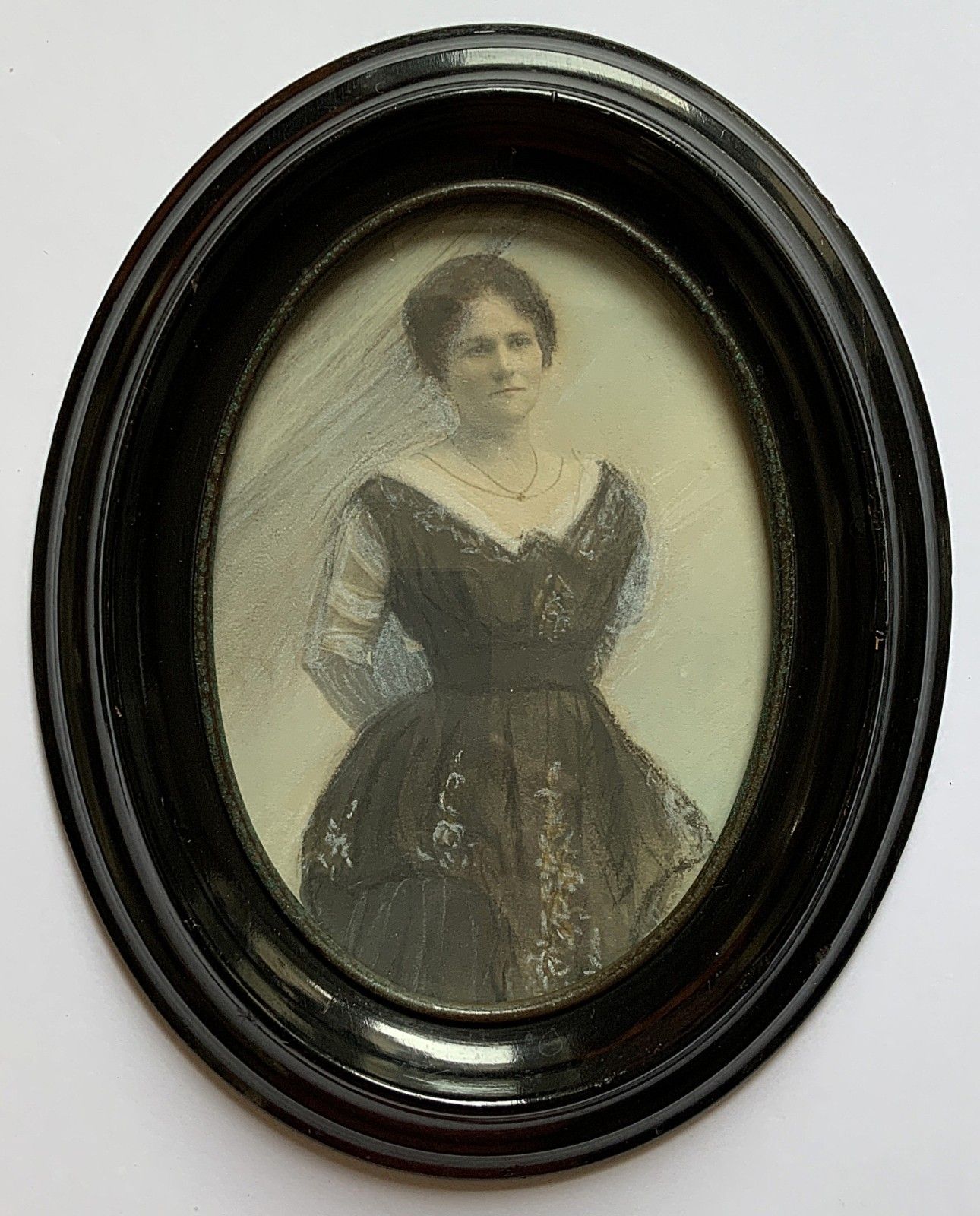 Miniature Victorian Portrait Painting Oval Watercolour & Pastel X2 Paintings!