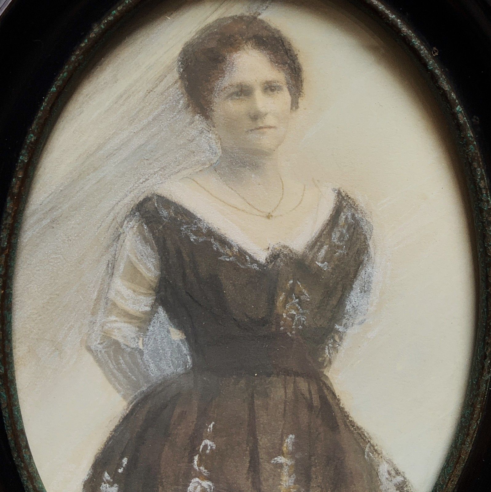 Miniature Victorian Portrait Painting Oval Watercolour & Pastel X2 Paintings! photo for sale
