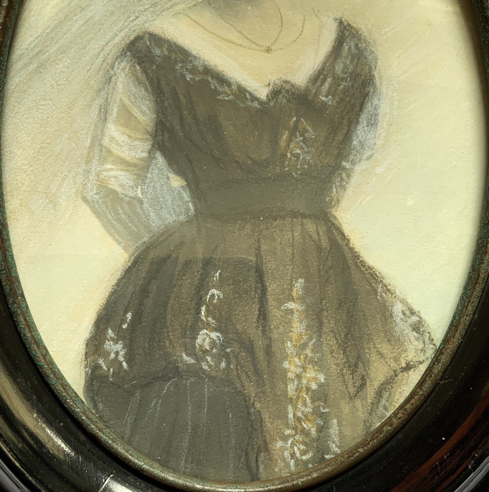 Miniature Victorian Portrait Painting Oval Watercolour & Pastel X2 Paintings! photo 247.0