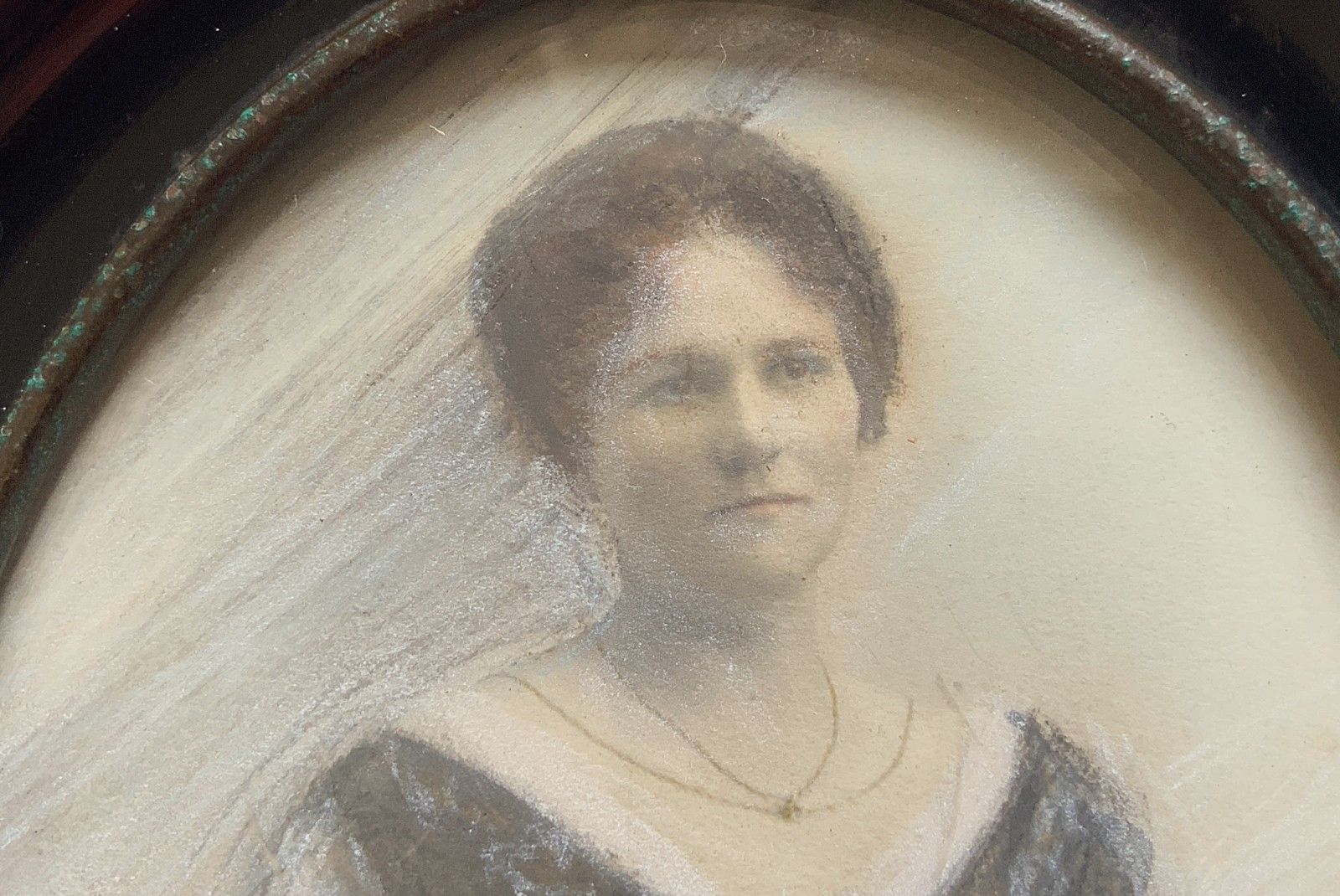 Miniature Victorian Portrait Painting Oval Watercolour & Pastel X2 Paintings! photo vinterior