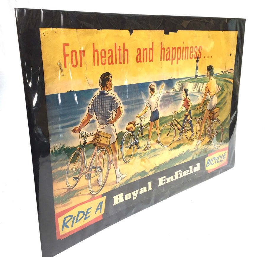 Antique Advertising   Early 20th Century Royal Enfield Bicycle Poster Sign C1930.