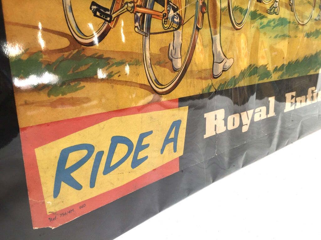 Antique Advertising   Early 20th Century Royal Enfield Bicycle Poster Sign C1930. photo 215.0