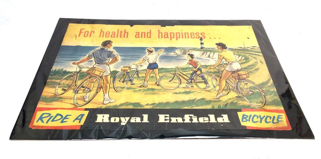 Antique Advertising   Early 20th Century Royal Enfield Bicycle Poster Sign C1930. photo buy