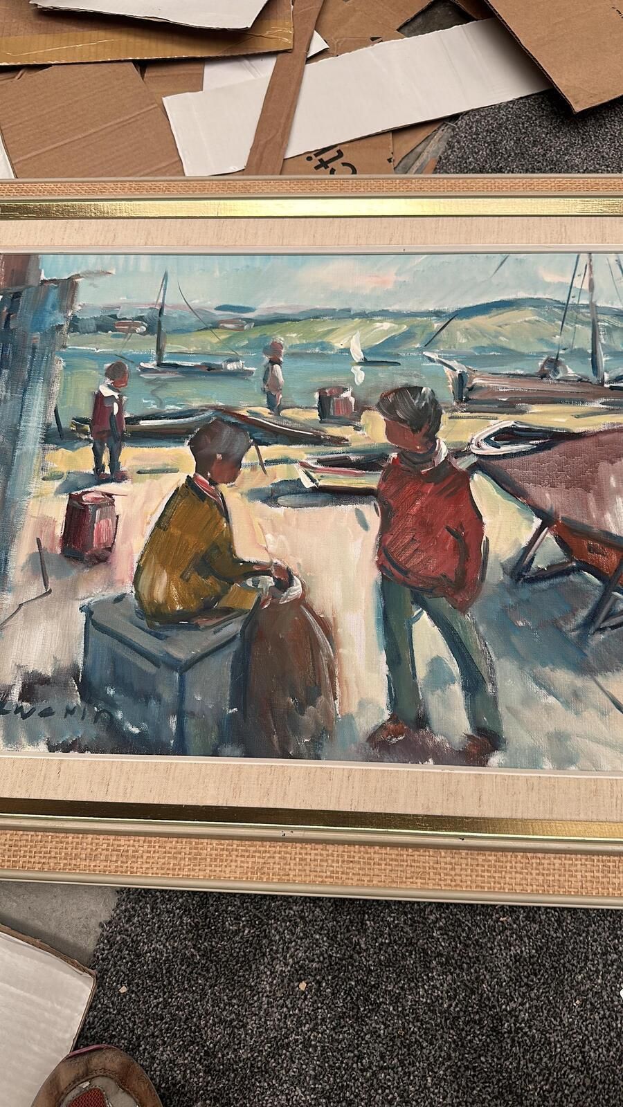 “Harbour” By Nils Sewerin Oil On Canvas Painting. photo Art