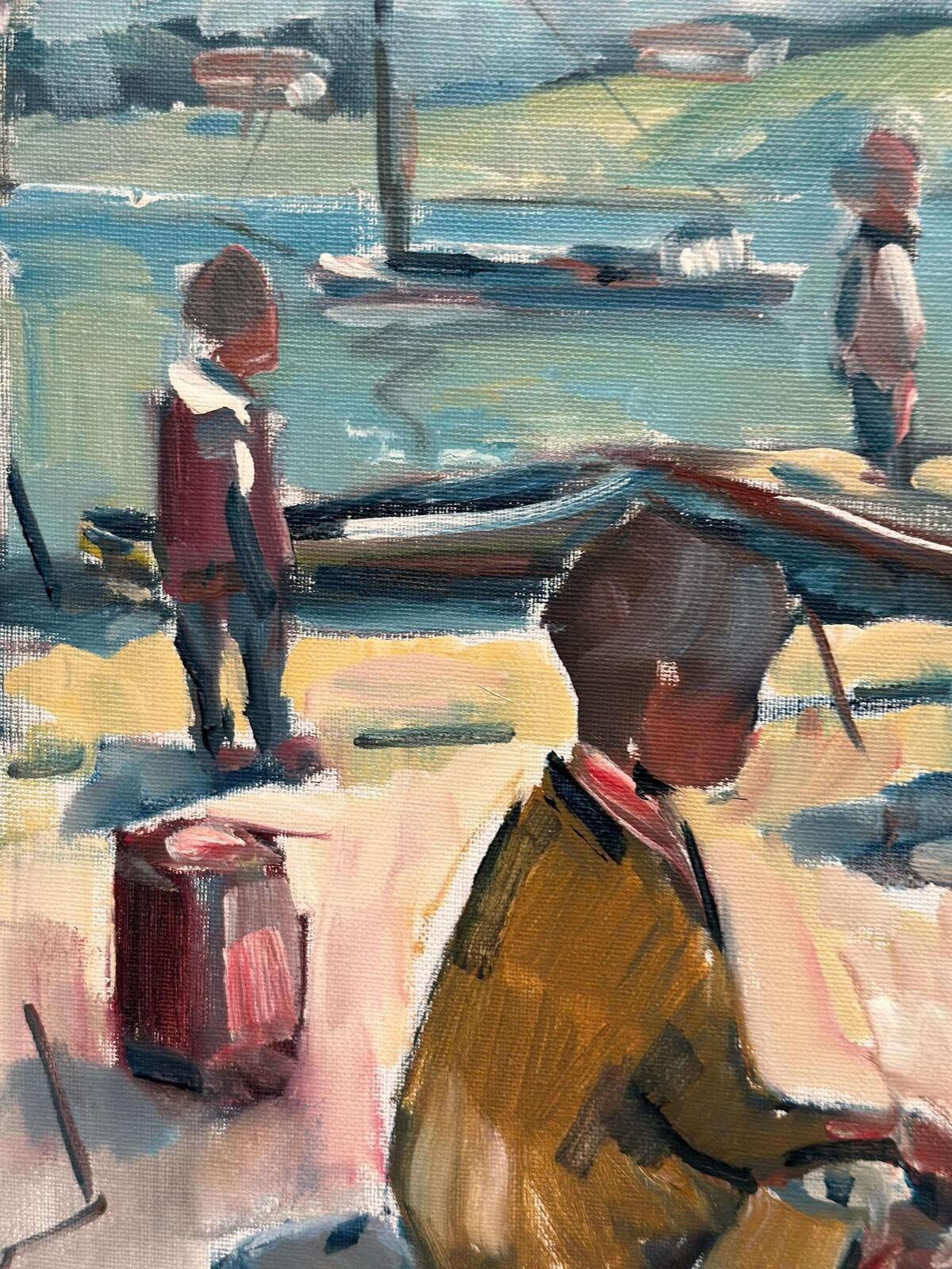 “Harbour” By Nils Sewerin Oil On Canvas Painting. photo vintage