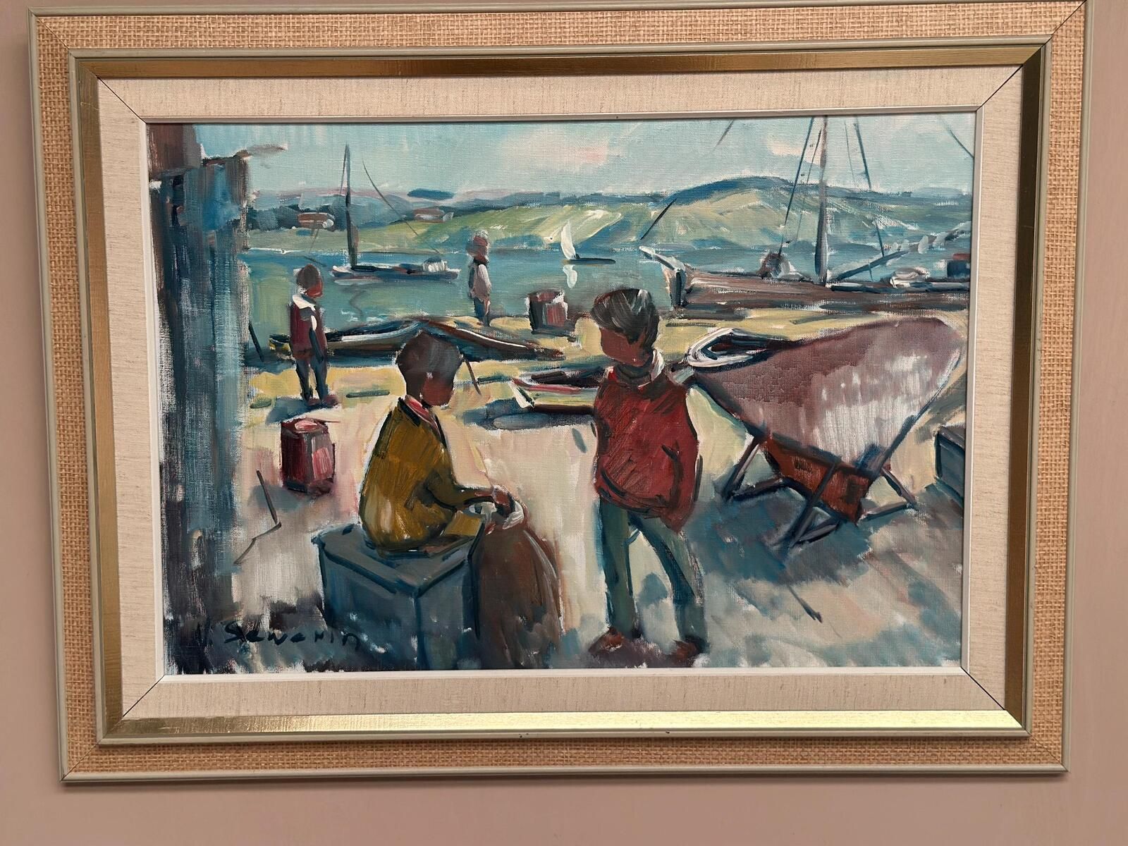 photo furniture “Harbour” By Nils Sewerin Oil On Canvas Painting.
