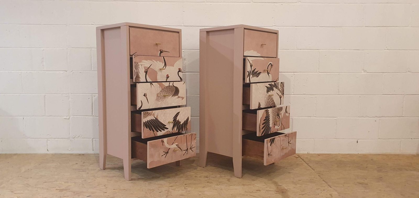 Pair Of 5 Drawer Wooden Tallboys photo 785.0