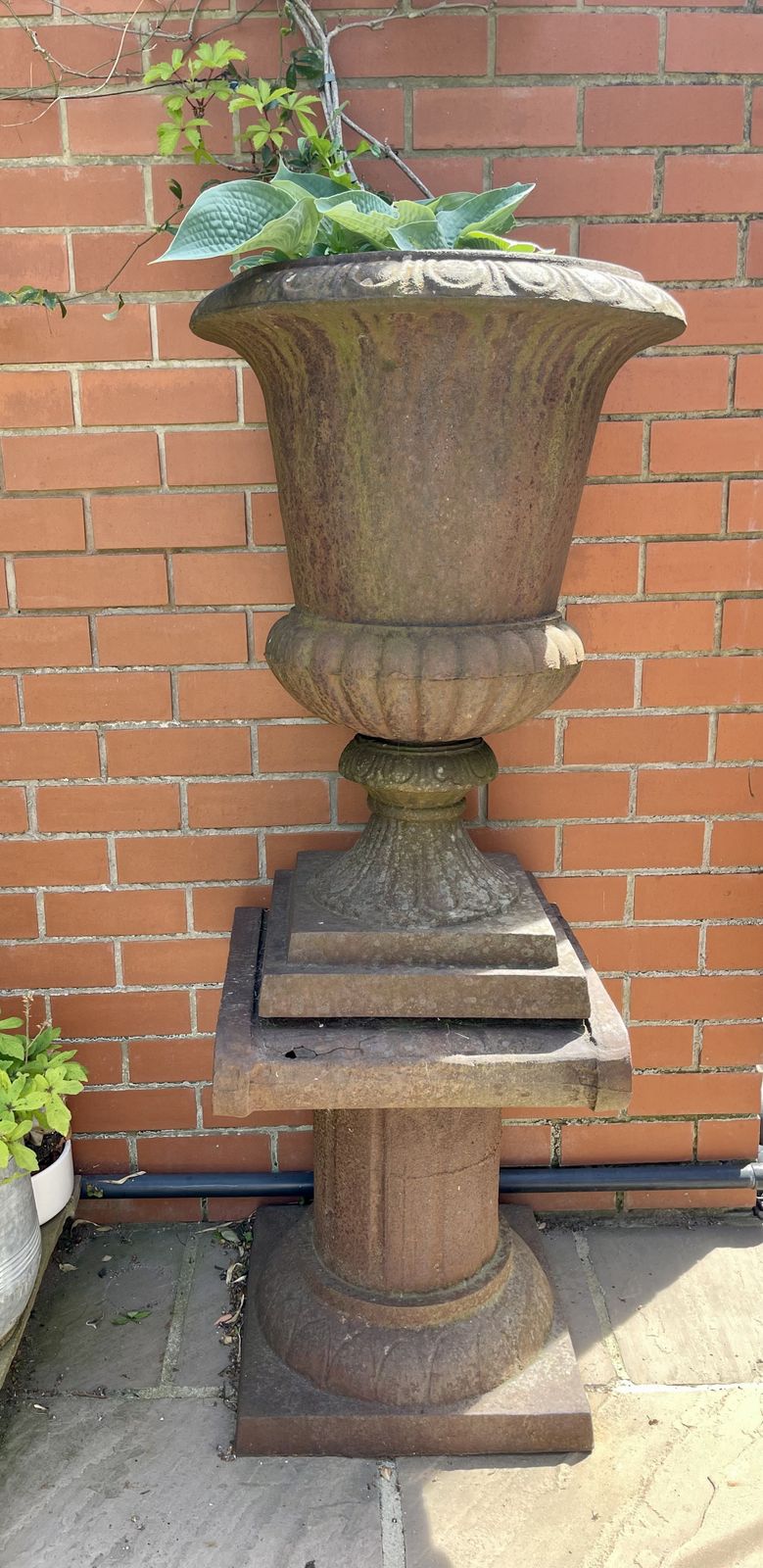 Antique Cast Iron Garden Urn Ornamental Planter photo furniture