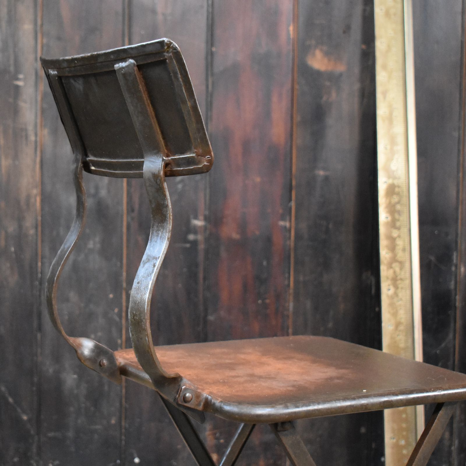 photo for sale Antique Handmade Industial Machinist Workshop Iron Folding Bistro Garden Chair