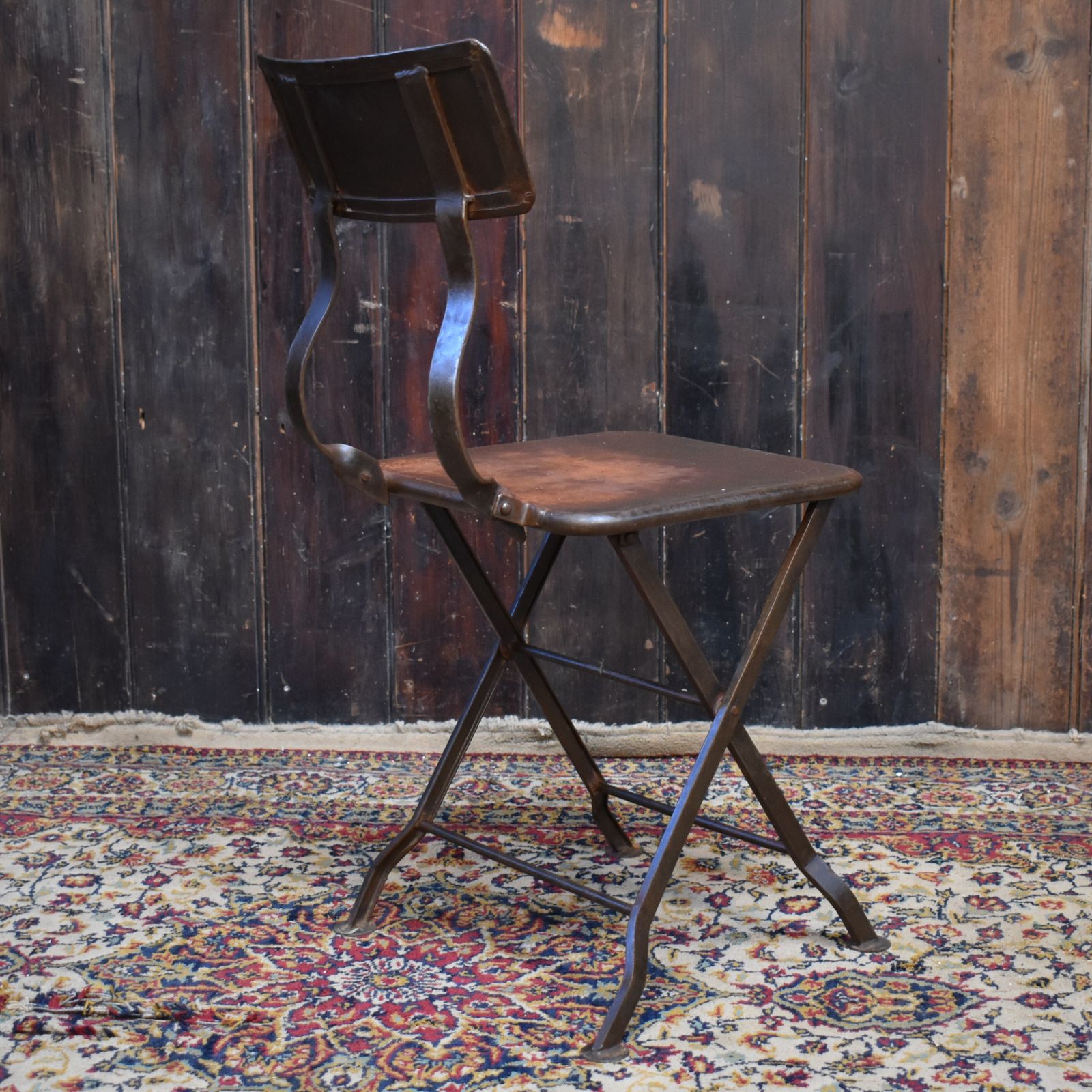 190.0 Antique Handmade Industial Machinist Workshop Iron Folding Bistro Garden Chair photo