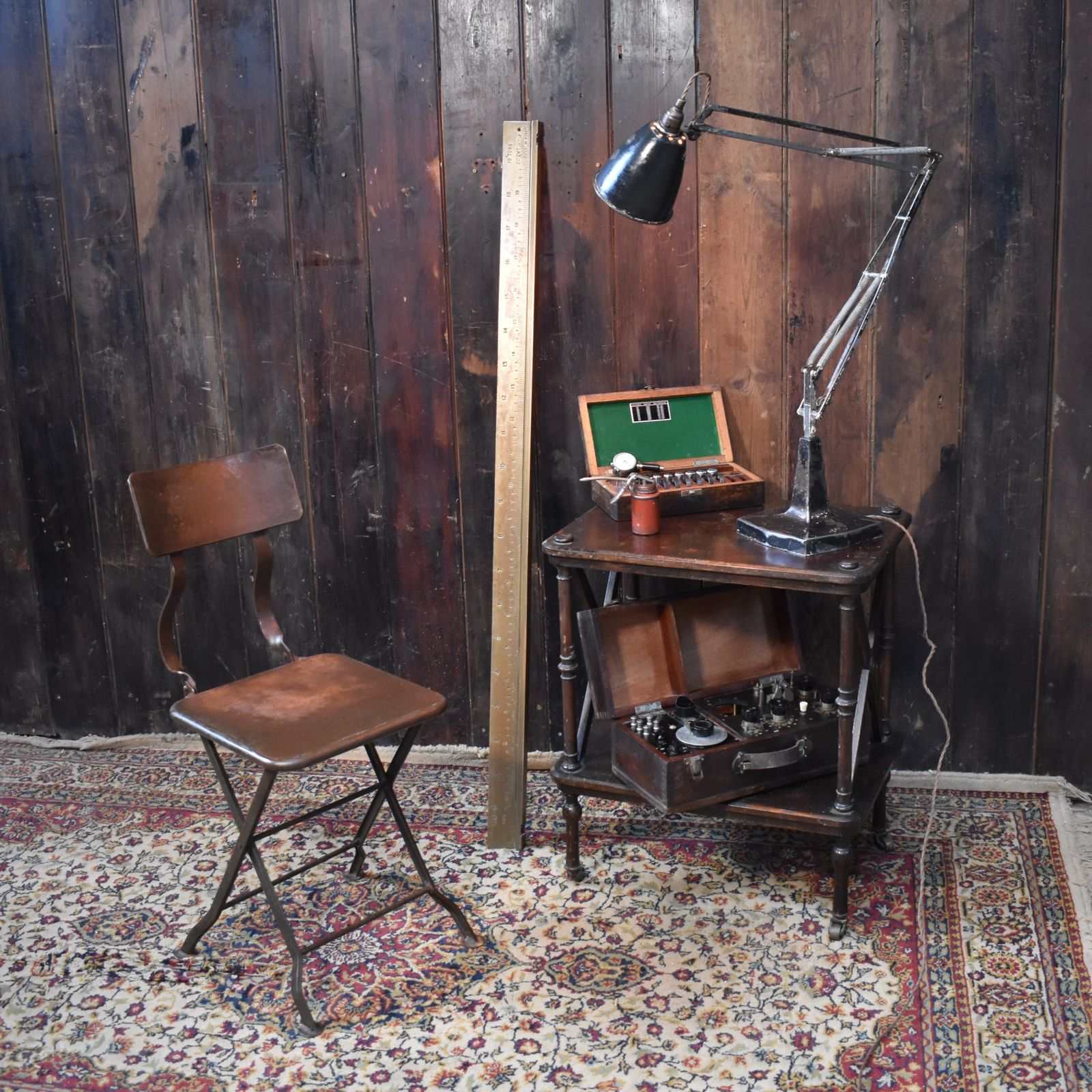 photo vinterior Antique Handmade Industial Machinist Workshop Iron Folding Bistro Garden Chair