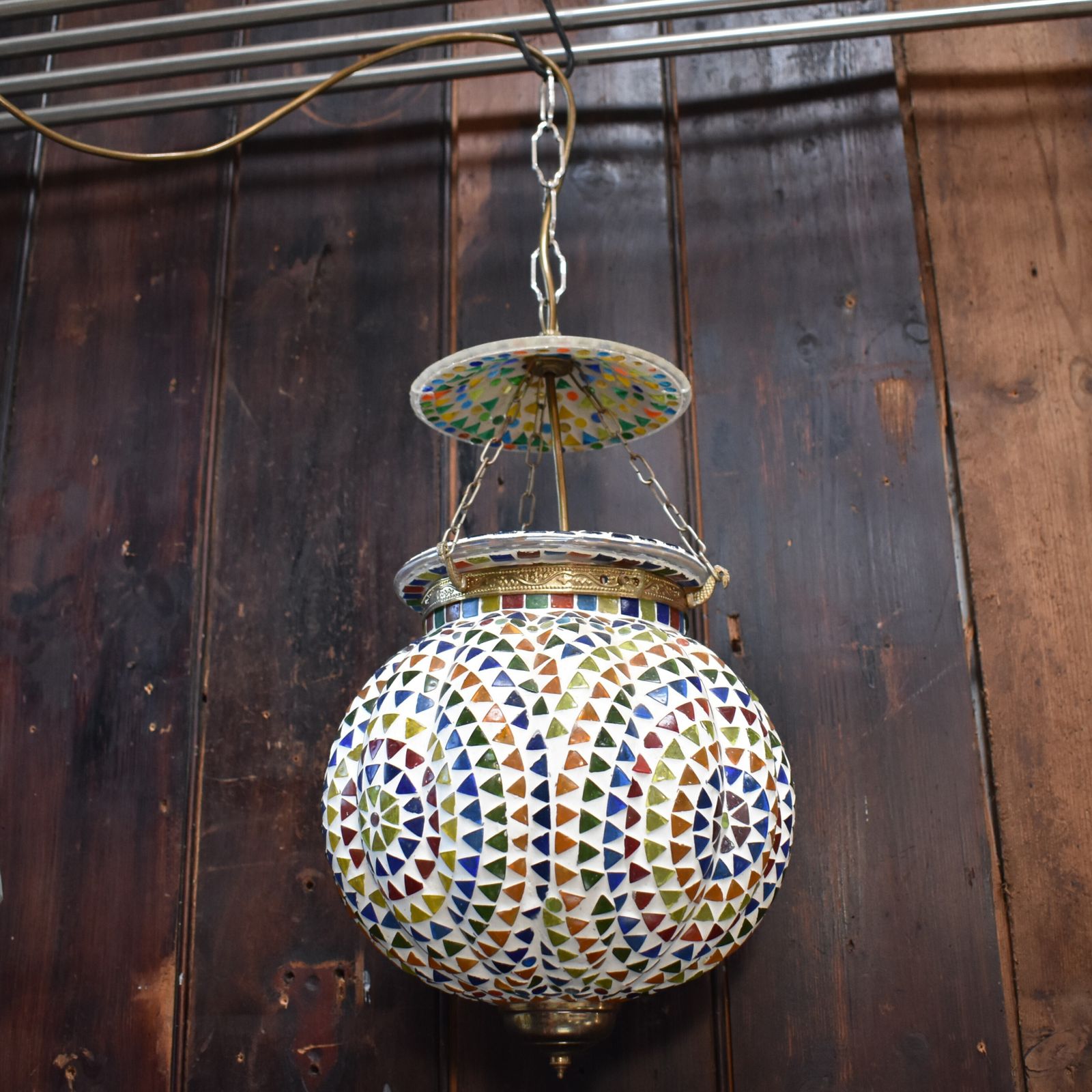photo furniture Vintage Handmade Mosaic Glass Pumpkin Hundi Hanging Pendant Light Fully Rewired
