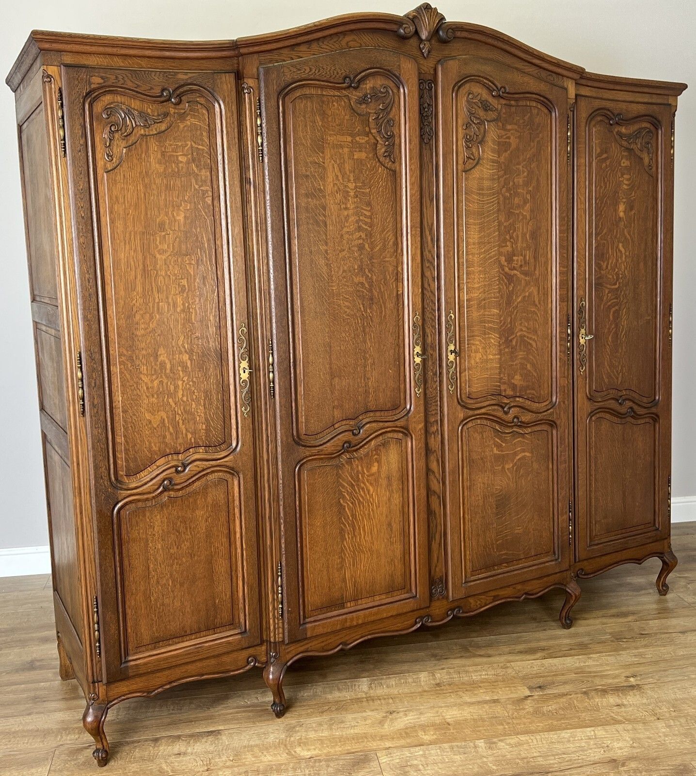 Wardrobe Vintage French Louis XVI Style Oak Four Door Carved Armoire Lot 6113 photo furniture