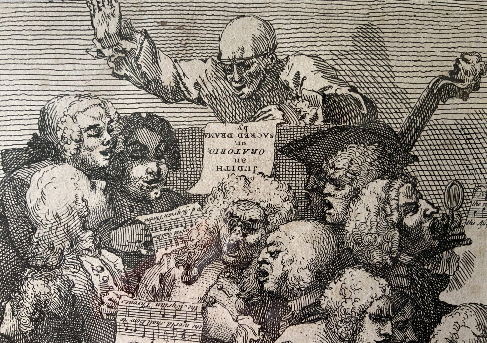 After William Hogarth (1697 1764) Antique Etching 'A Chorus Of Singers' Framed photo for sale
