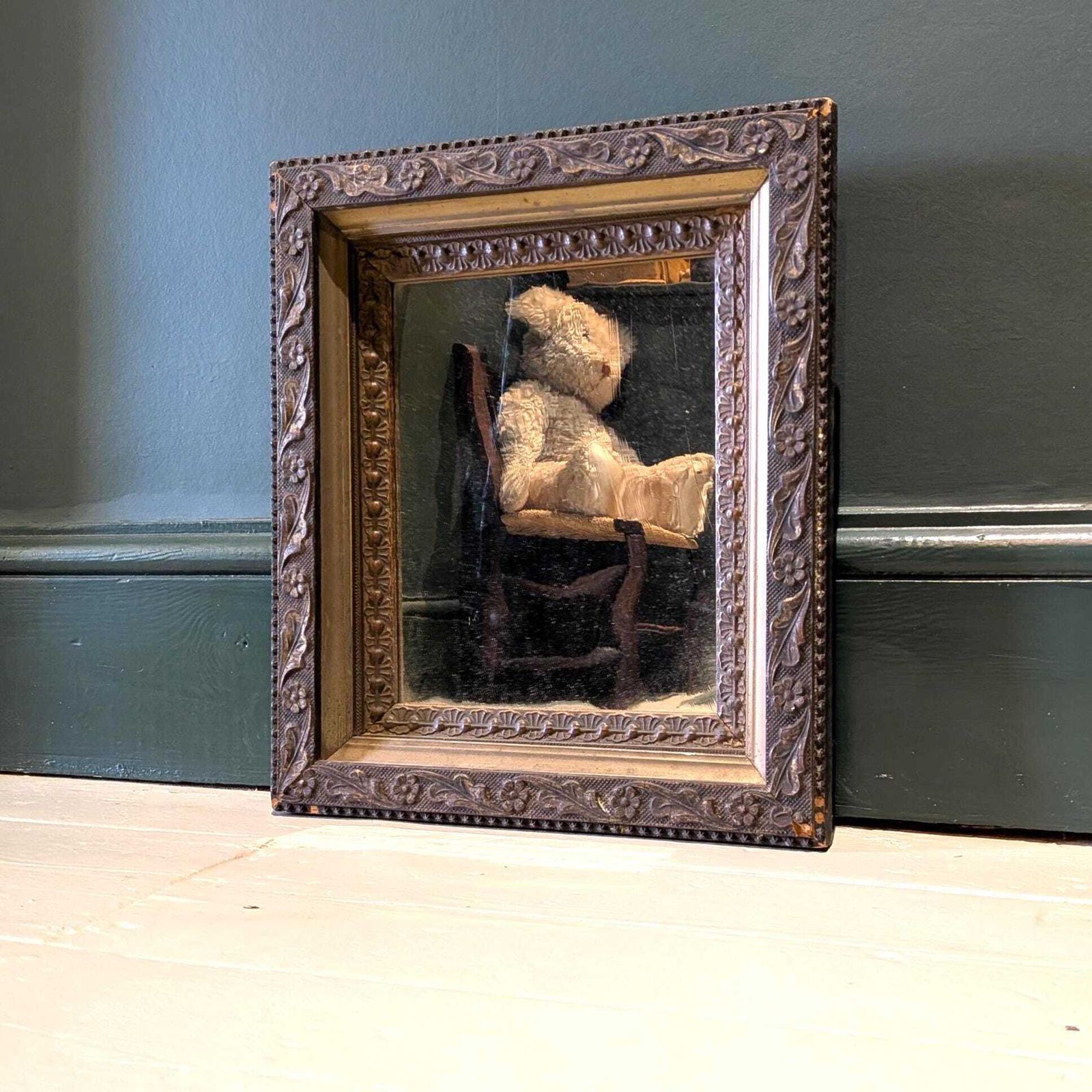 A Small Antique French Gilt Framed Wall Mirror With Original Plate C19th photo vintage