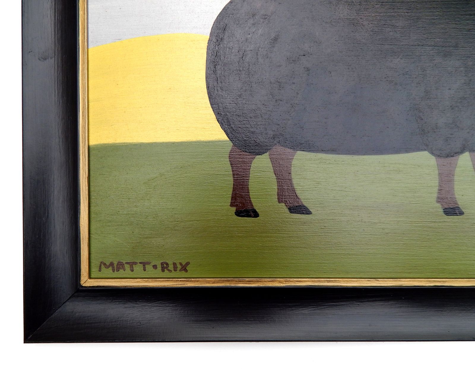 The Black Ram British Folk Art Sheep Painting Naïve Animal Portrait In Hand Painted Frame photo Art
