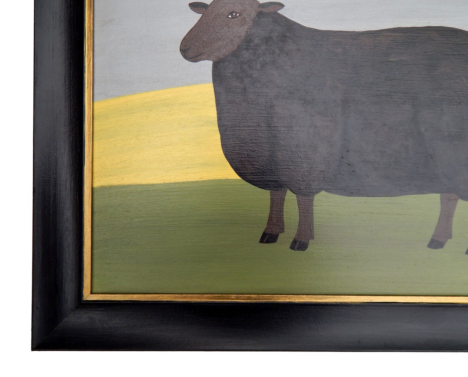The Black Ewe British Folk Art Sheep Painting Naïve Animal Portrait In Hand Painted Frame photo 550.0