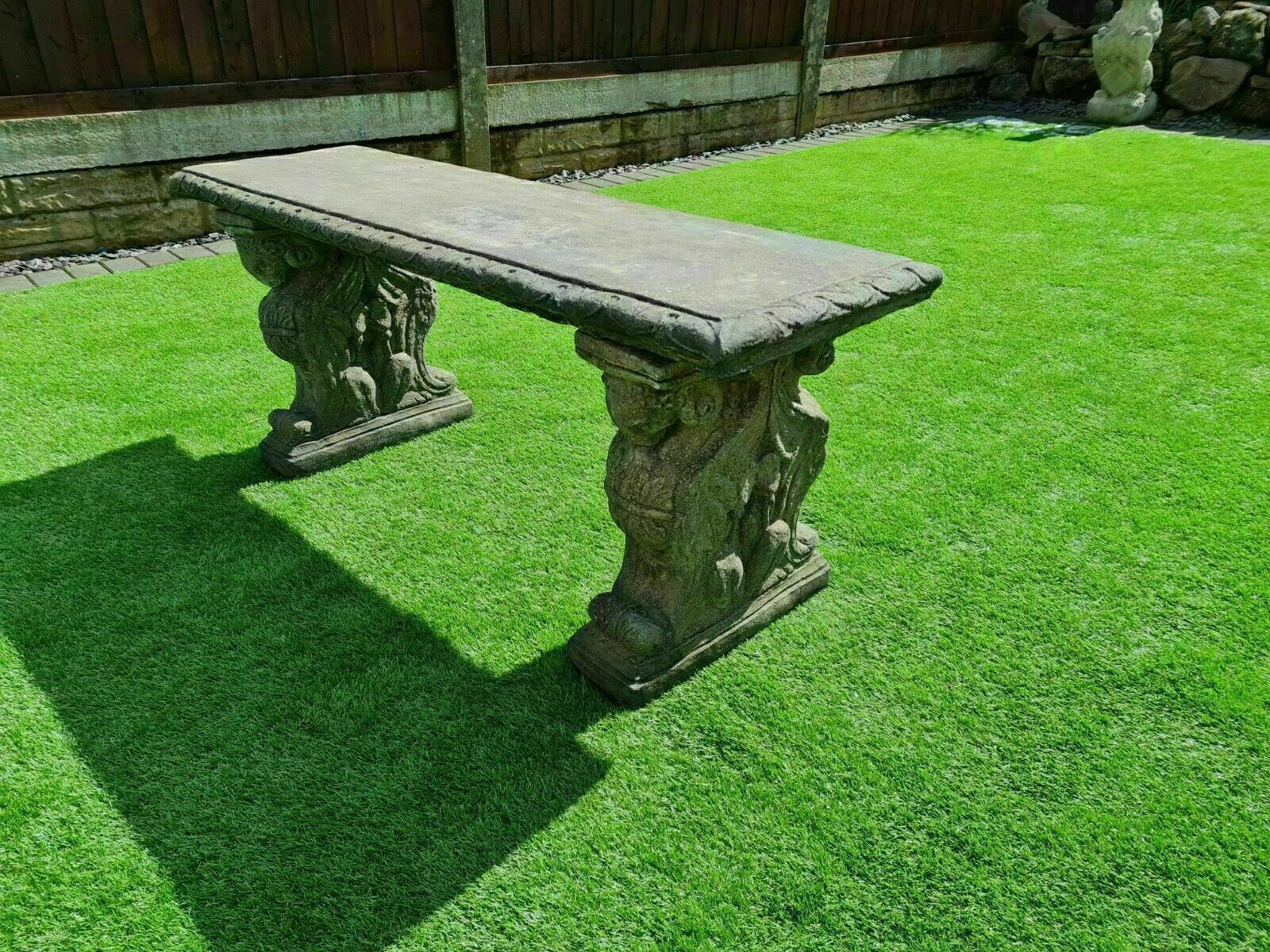 Rams Head Garden Bench Vintage , English Stone ( Delivery Available Via Our Specialist Sister Courier Company 0248. photo furniture