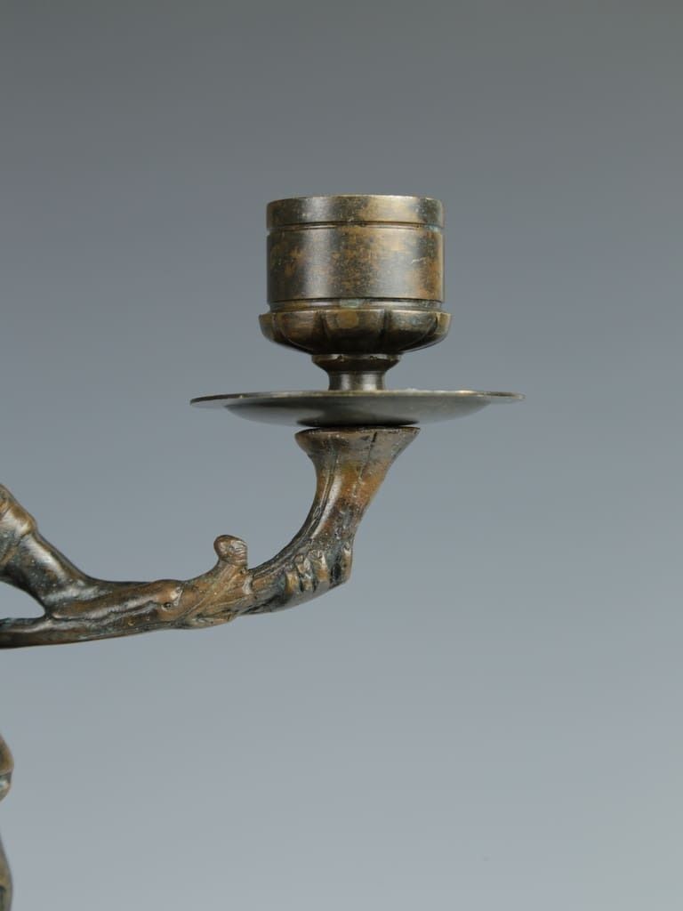 photo for sale Antique Pair Of Bronze Athena Candelabras By F. Souchal, Paris
