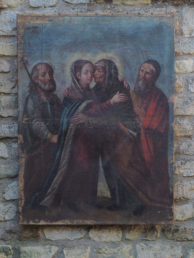 Antique Italian School Religious Oil Painting "The Visitation"