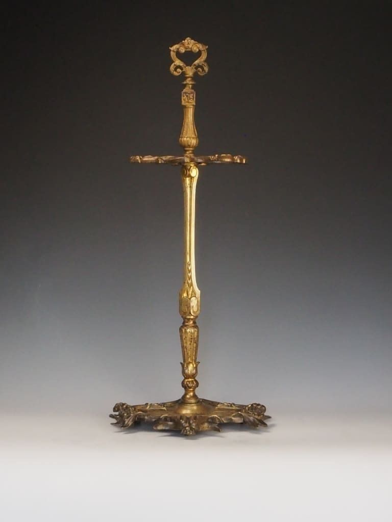 Antique Brass Fireside Tool Stand | Ornate Victorian Hearth Accessory