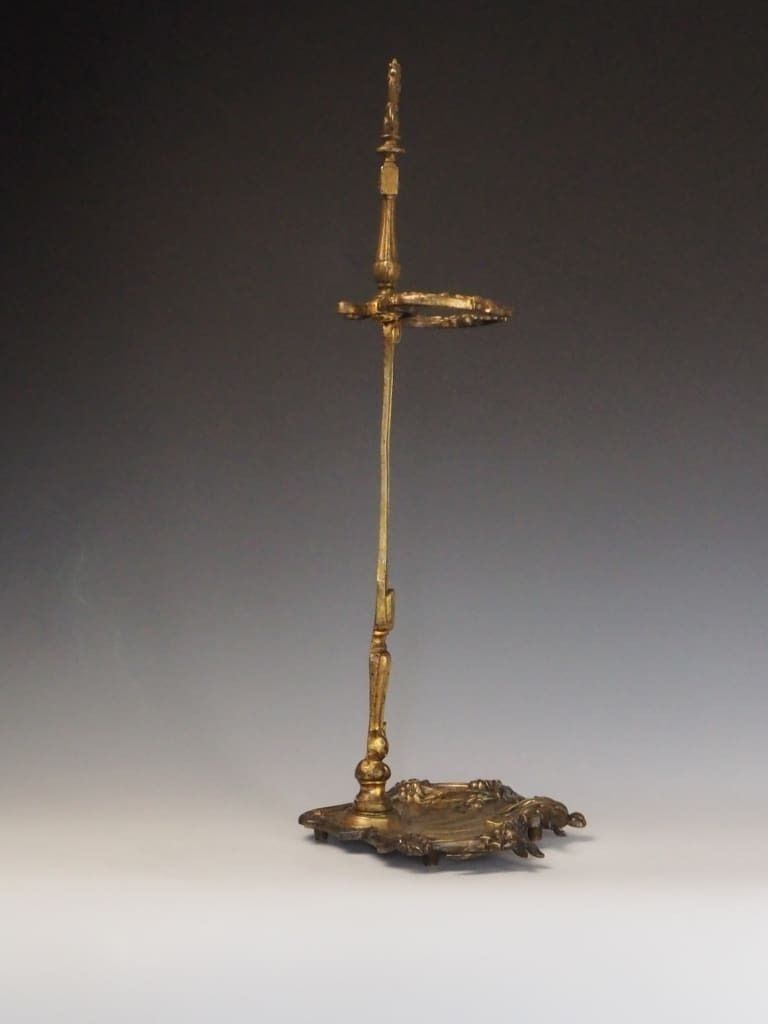 Antique Brass Fireside Tool Stand | Ornate Victorian Hearth Accessory photo vinterior