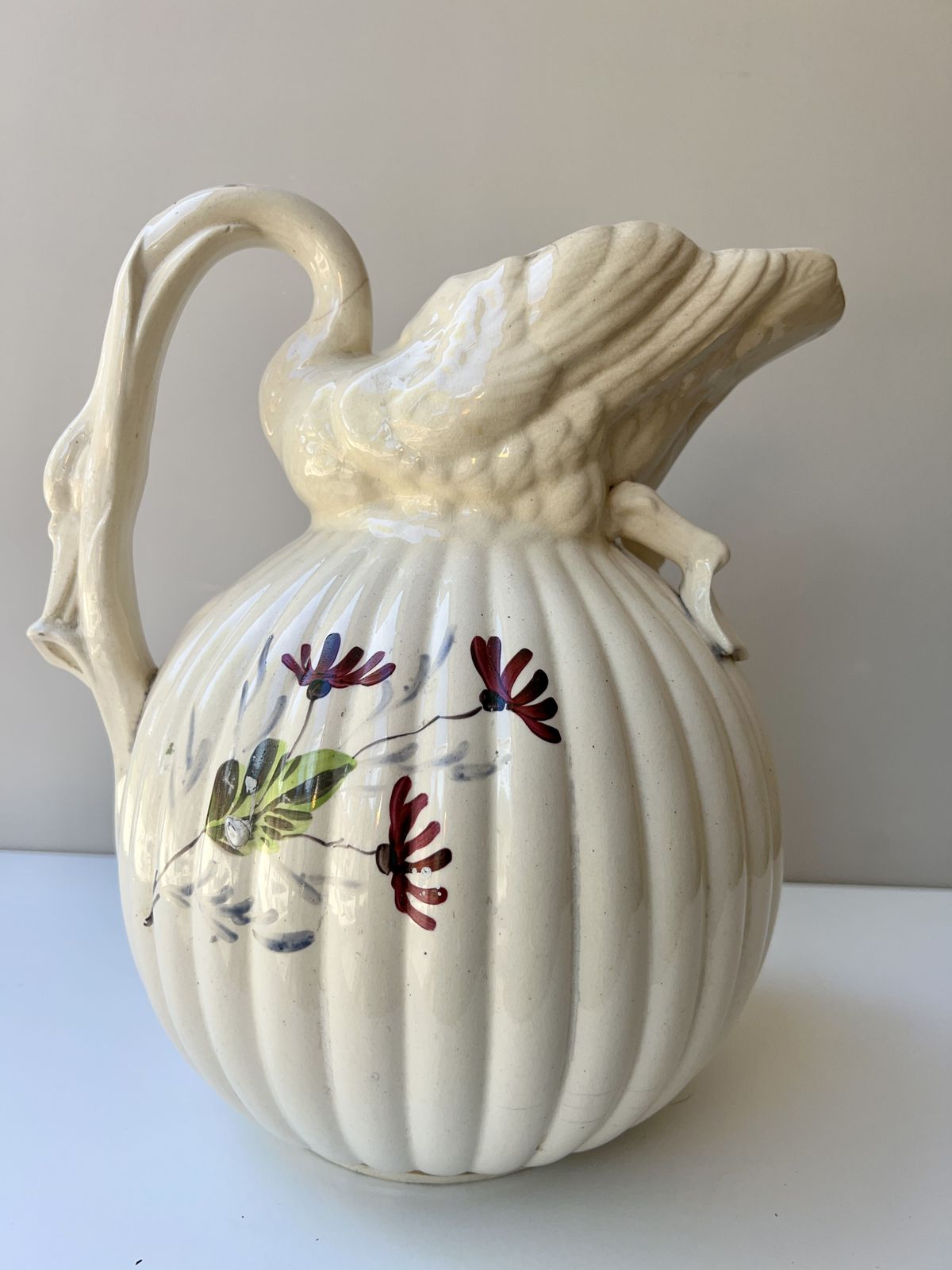 Large Antique Swan Handle Pottery Jug/Vase   C.1860 1900 photo for sale