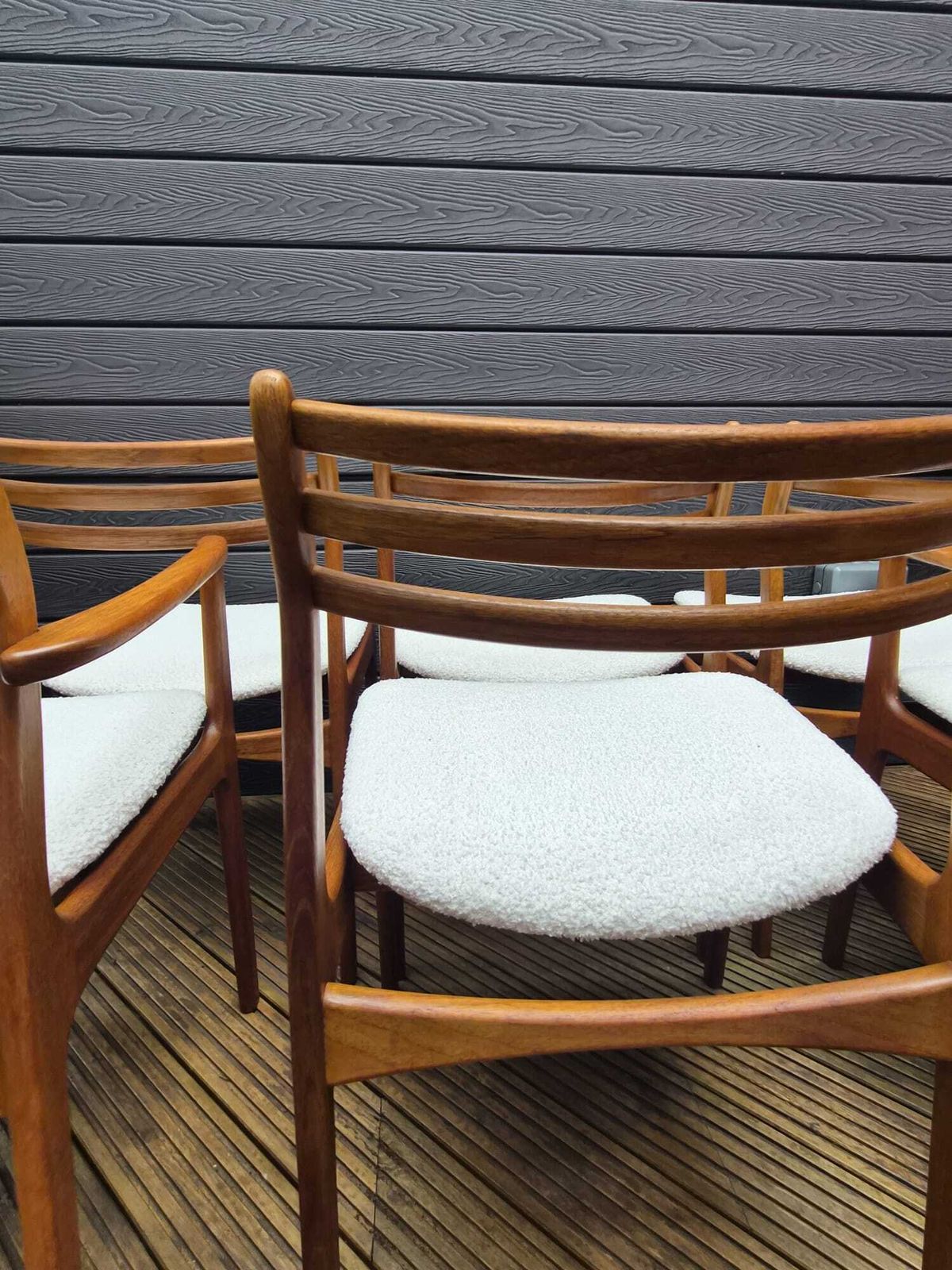 Set Of 6 Danish Mid Century Teak Dining Chairs By Farsø Stolefabrik — 4 Side + 2 Carvers — Freshly Restored photo 2200.0